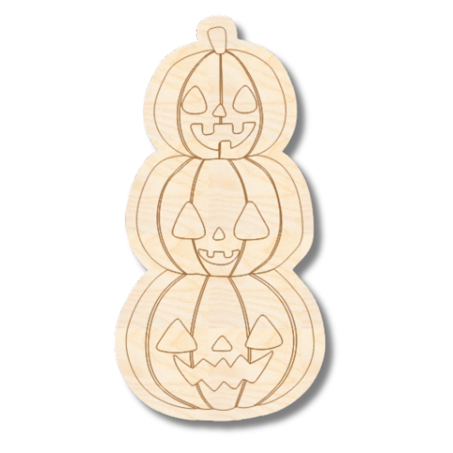 Unfinished Wood Etched Stacked Jack o 'Lantern  Shape | Paint By Line Crafts | up to 30" DIY
