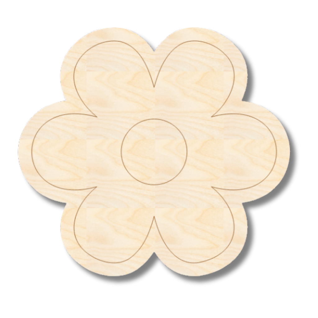 Unfinished Wood Etched Girls Flower Shape | Paint By Line Crafts | up to 30" DIY