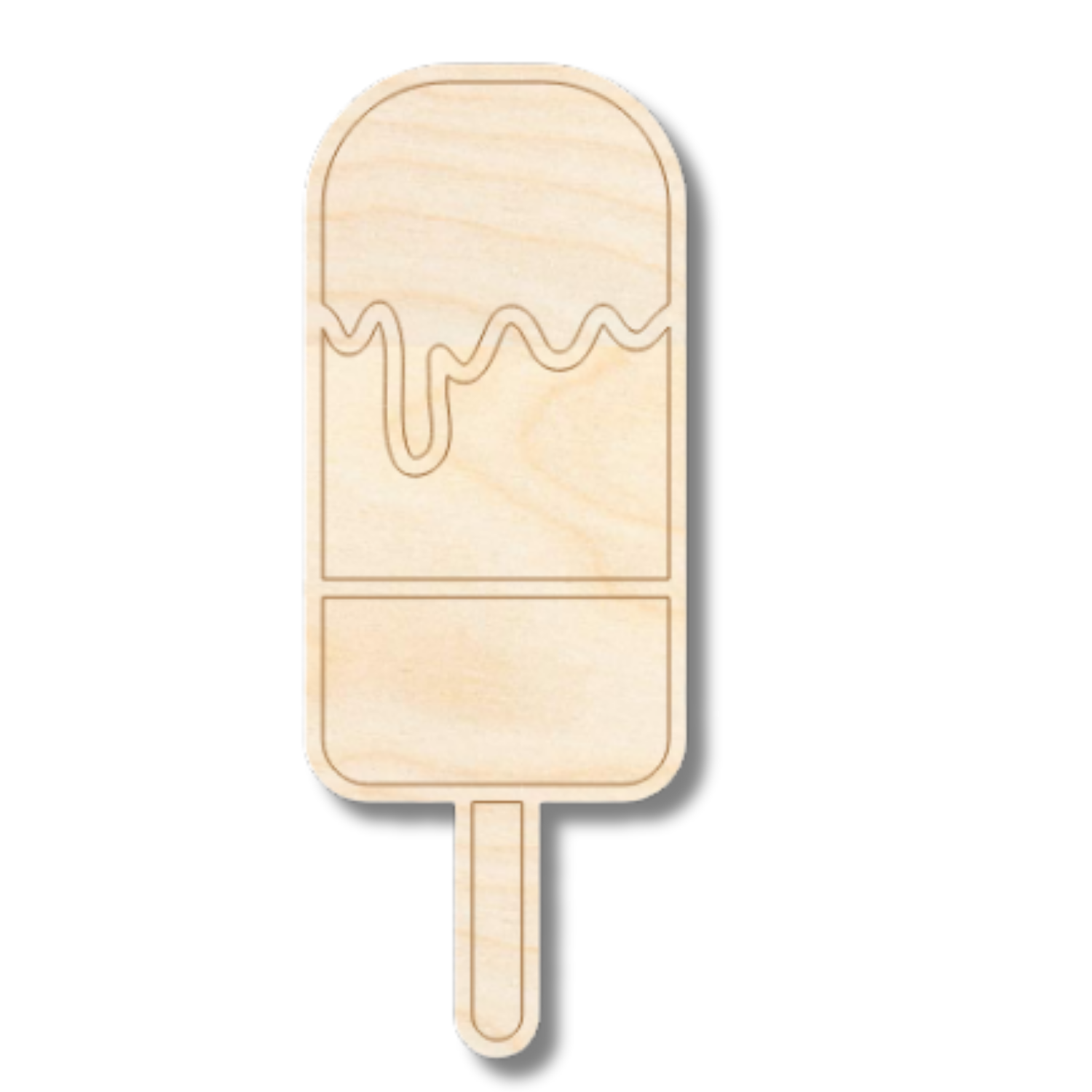 Unfinished Wood Etched Melting Popsicle Shape | Paint By Line Crafts | up to 30" DIY