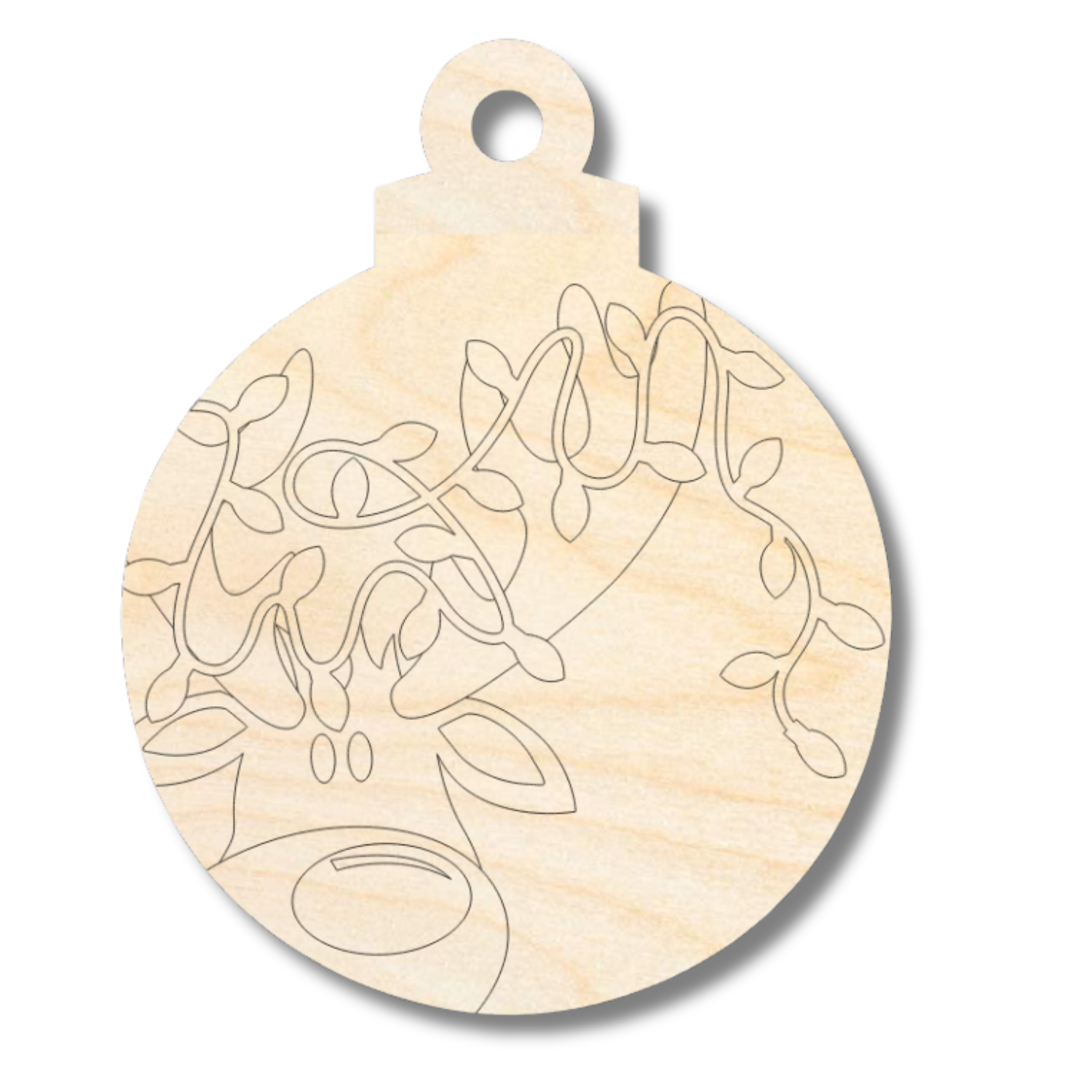 Unfinished Wood Etched Reindeer With Lights Ornament Shape | Paint By Line Crafts | up to 30" DIY