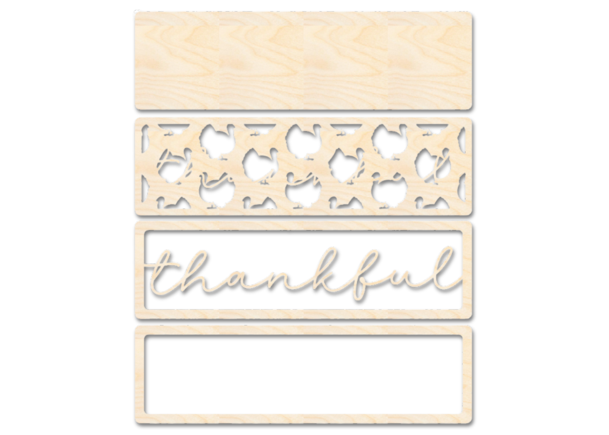 Unfinished Wood Layered Thankful Turkey Sign | 4 Layers | up to 46"
