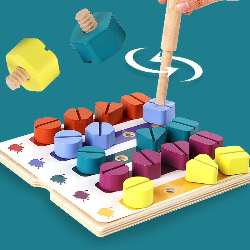 Kindergarten Screw-and-nut Shape Matching Color Puzzle Building Blocks