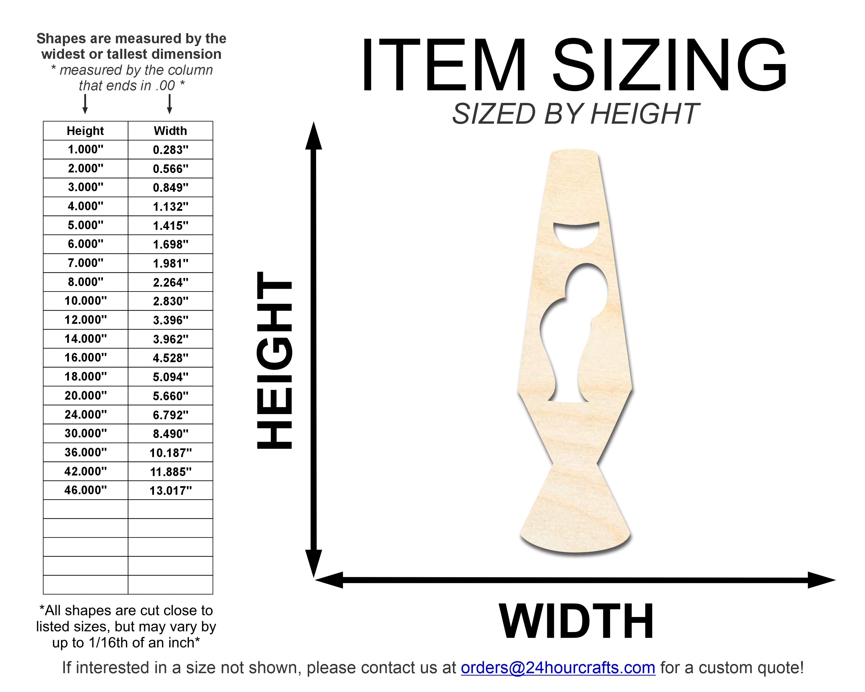 Unfinished Wood Lava Lamp Shape | DIY Craft Cutout | up to 46" DIY