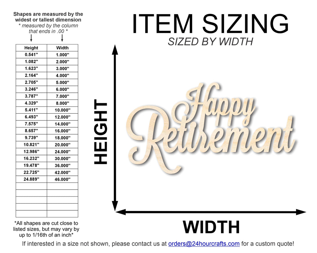Unfinished Wood Happy Retirement Shape | DIY Craft Cutout | up to 46" DIY