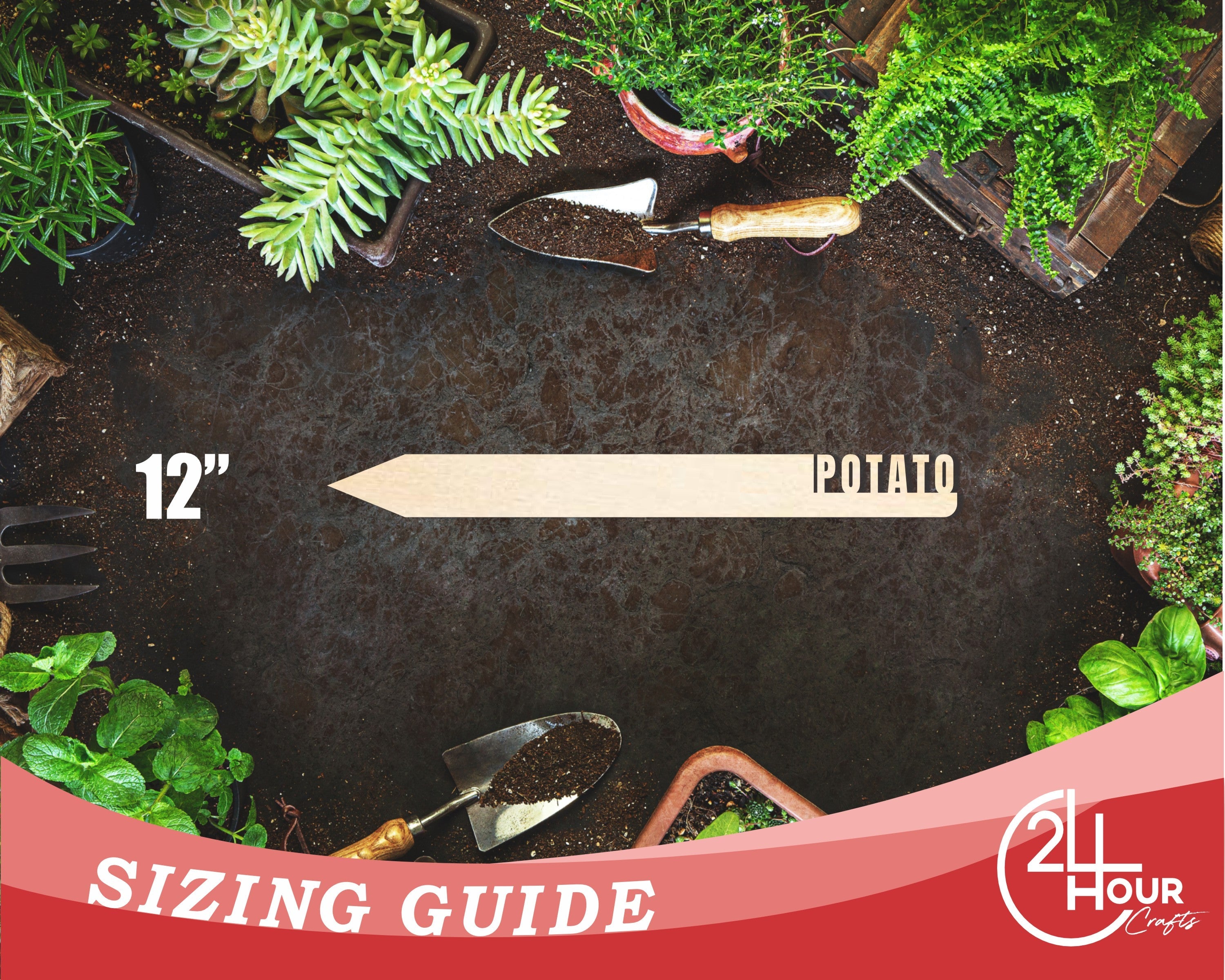 Unfinished Wood Potato Garden Stake | DIY Craft Cutout | up to 24" DIY