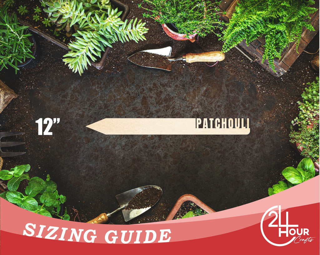 Unfinished Wood Patchouli Garden Stake | DIY Craft Cutout | up to 24" DIY