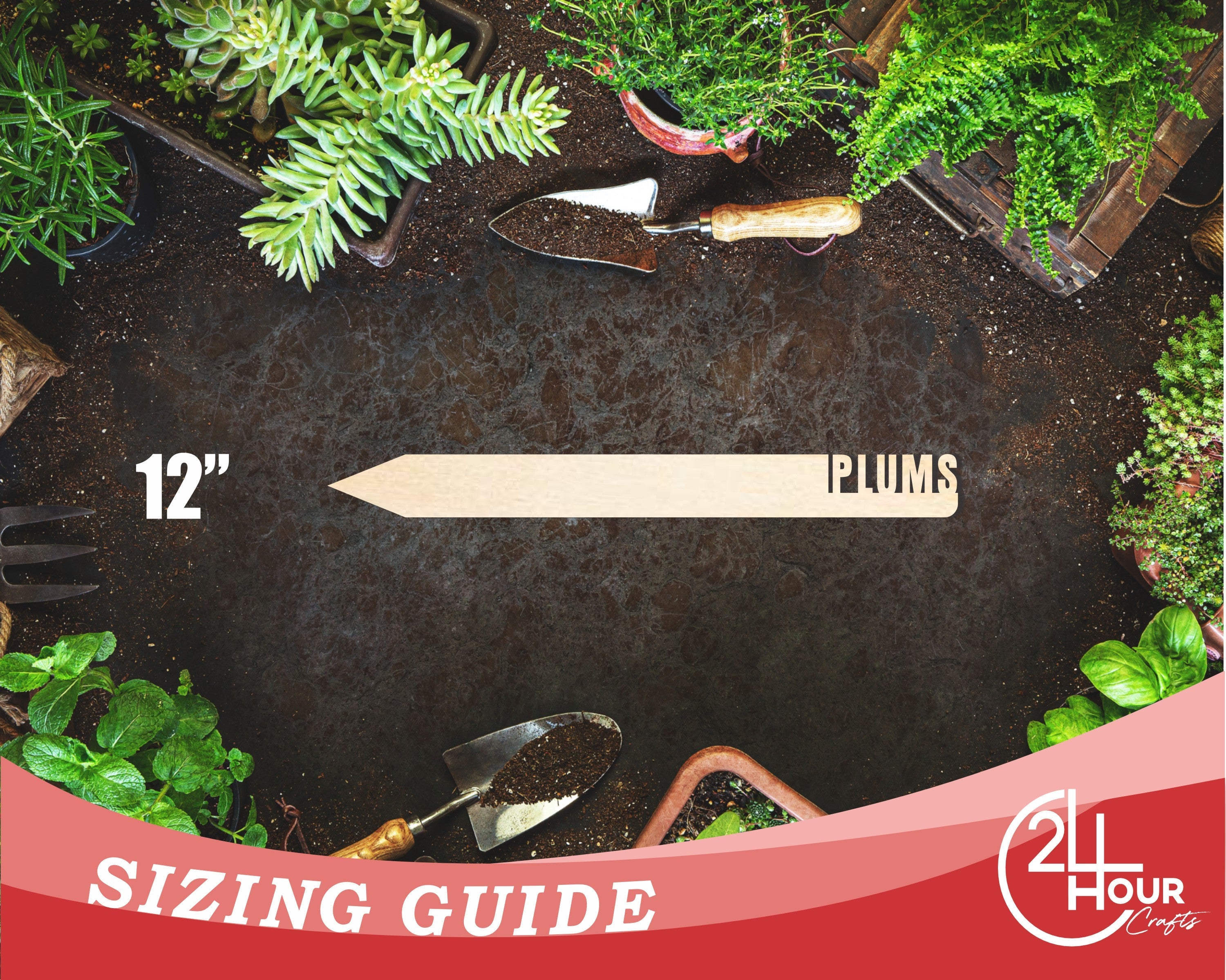 Unfinished Wood Plums Garden Stake | DIY Craft Cutout | up to 24" DIY