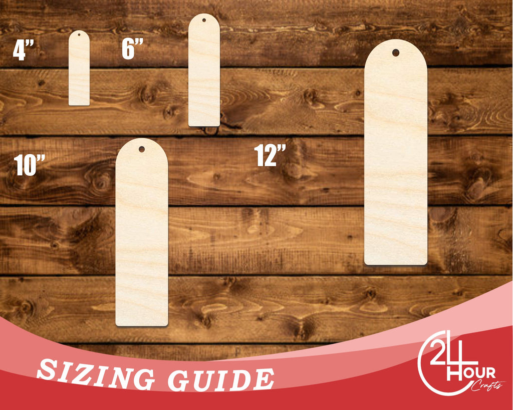 Unfinished Wood Rounded Simple Bookmark Shape | DIY Craft Cutout | up to 12" DIY
