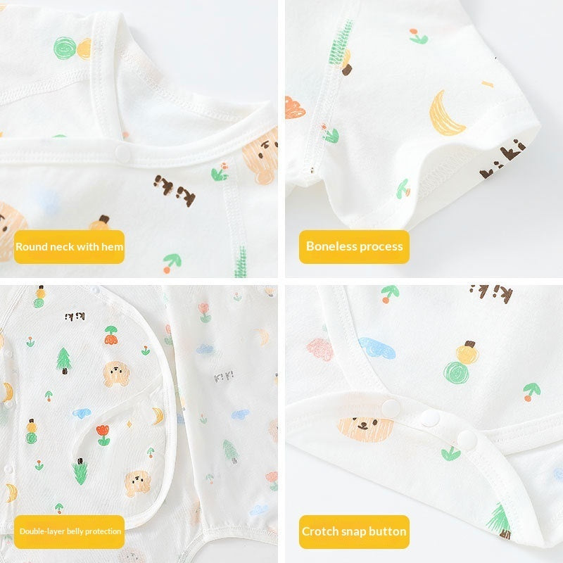 Simple Cartoon Print Summer Baby Rompers Girls Clothing