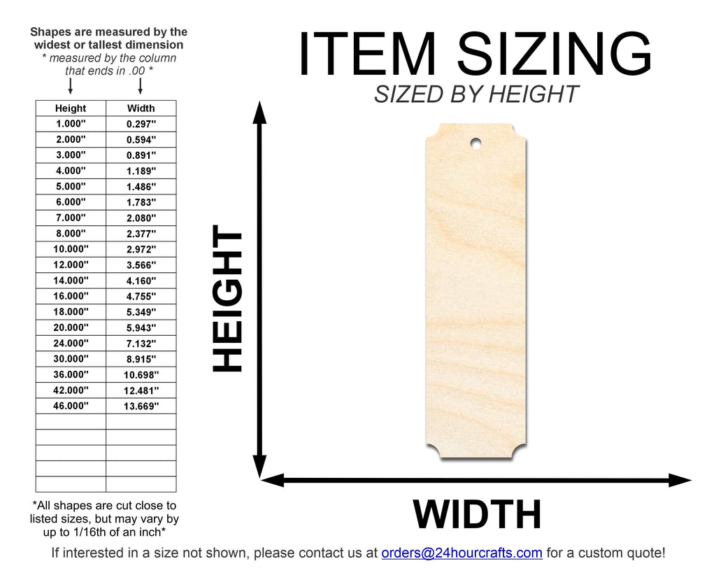 Unfinished Wood Rounded Notched Bookmark Shape | DIY Craft Cutout | up to 12" DIY