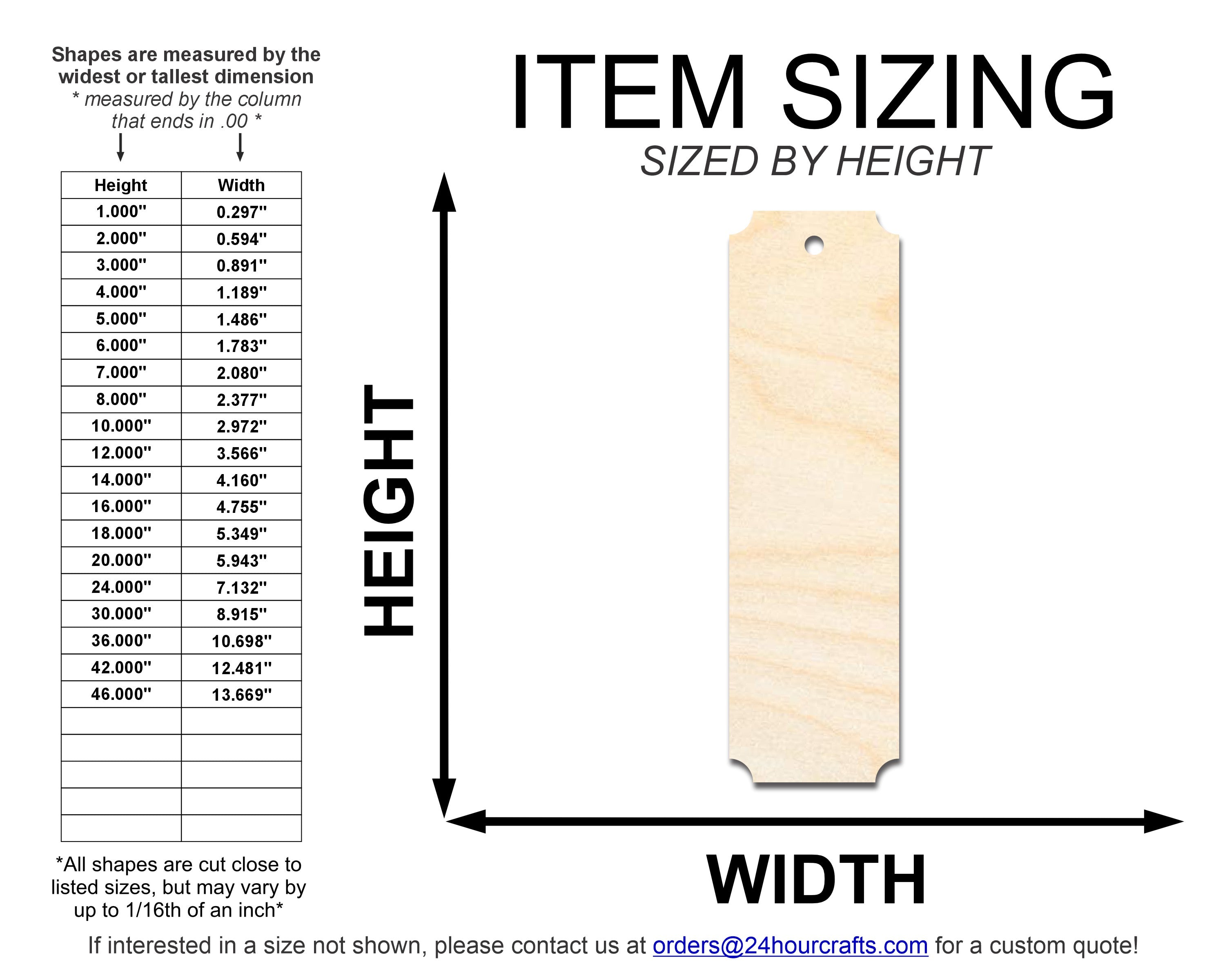 Unfinished Wood Rounded Notched Bookmark Shape | DIY Craft Cutout | up to 12" DIY