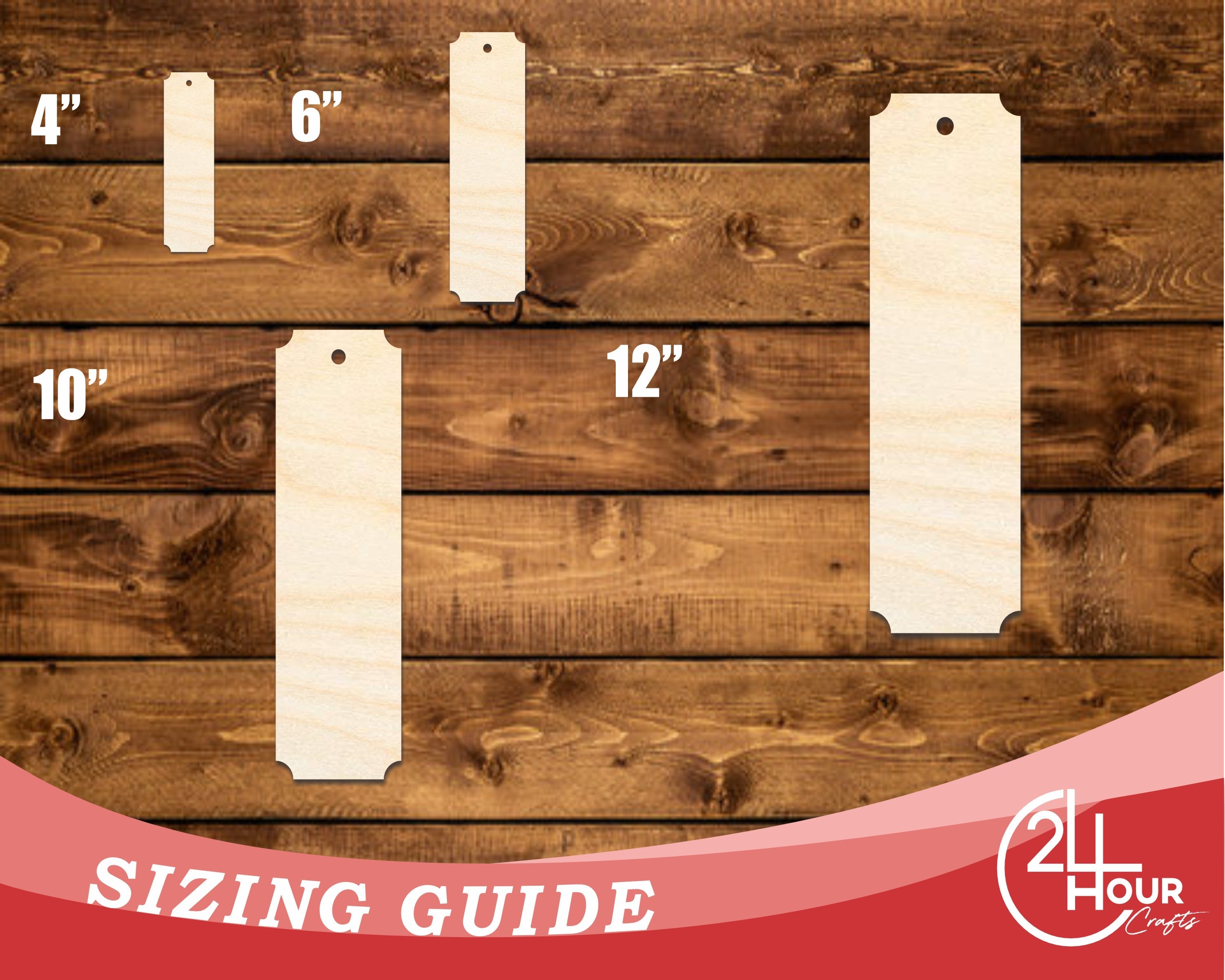 Unfinished Wood Rounded Notched Bookmark Shape | DIY Craft Cutout | up to 12" DIY