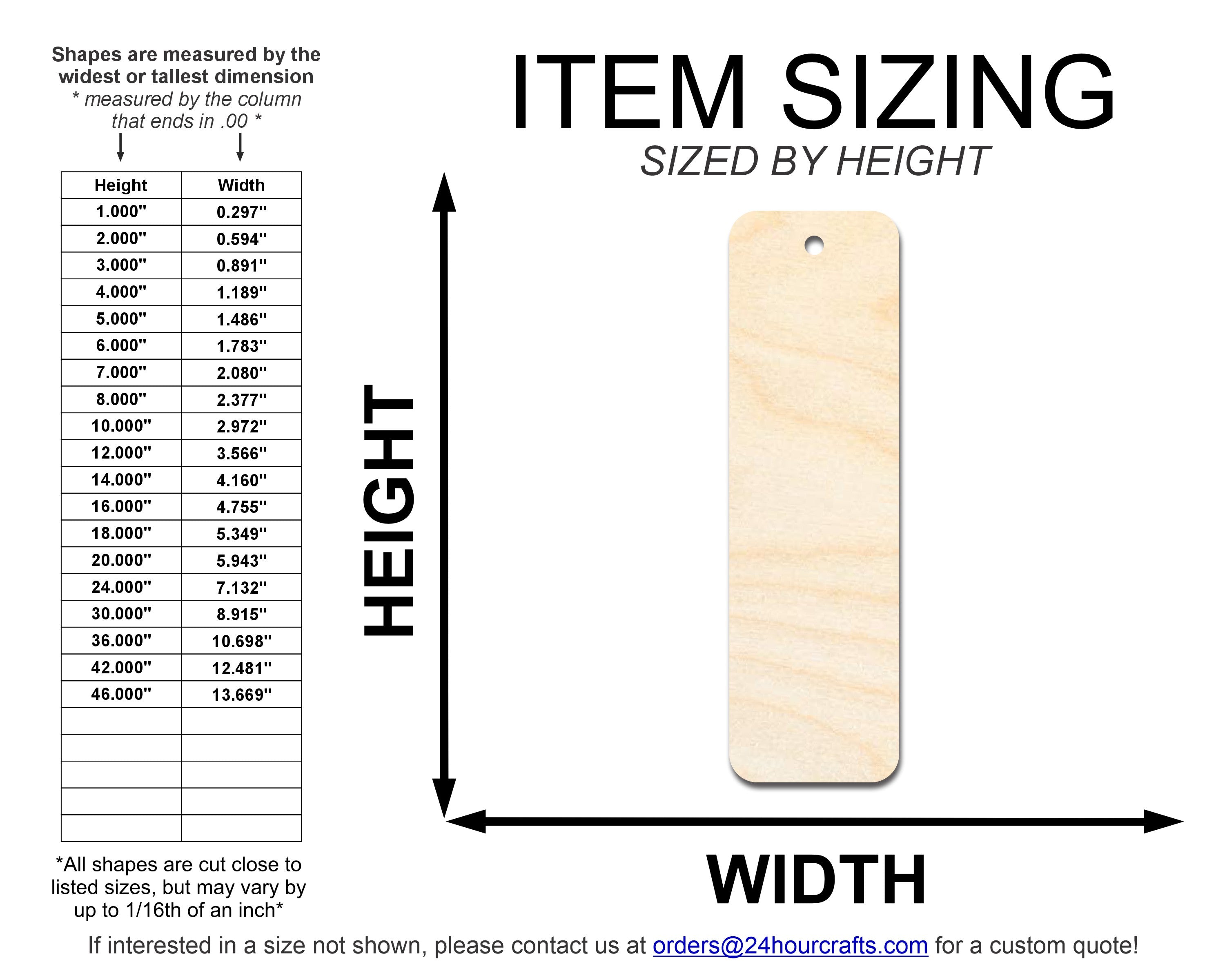 Unfinished Wood Round Edge Bookmark Shape | DIY Craft Cutout | up to 12" DIY