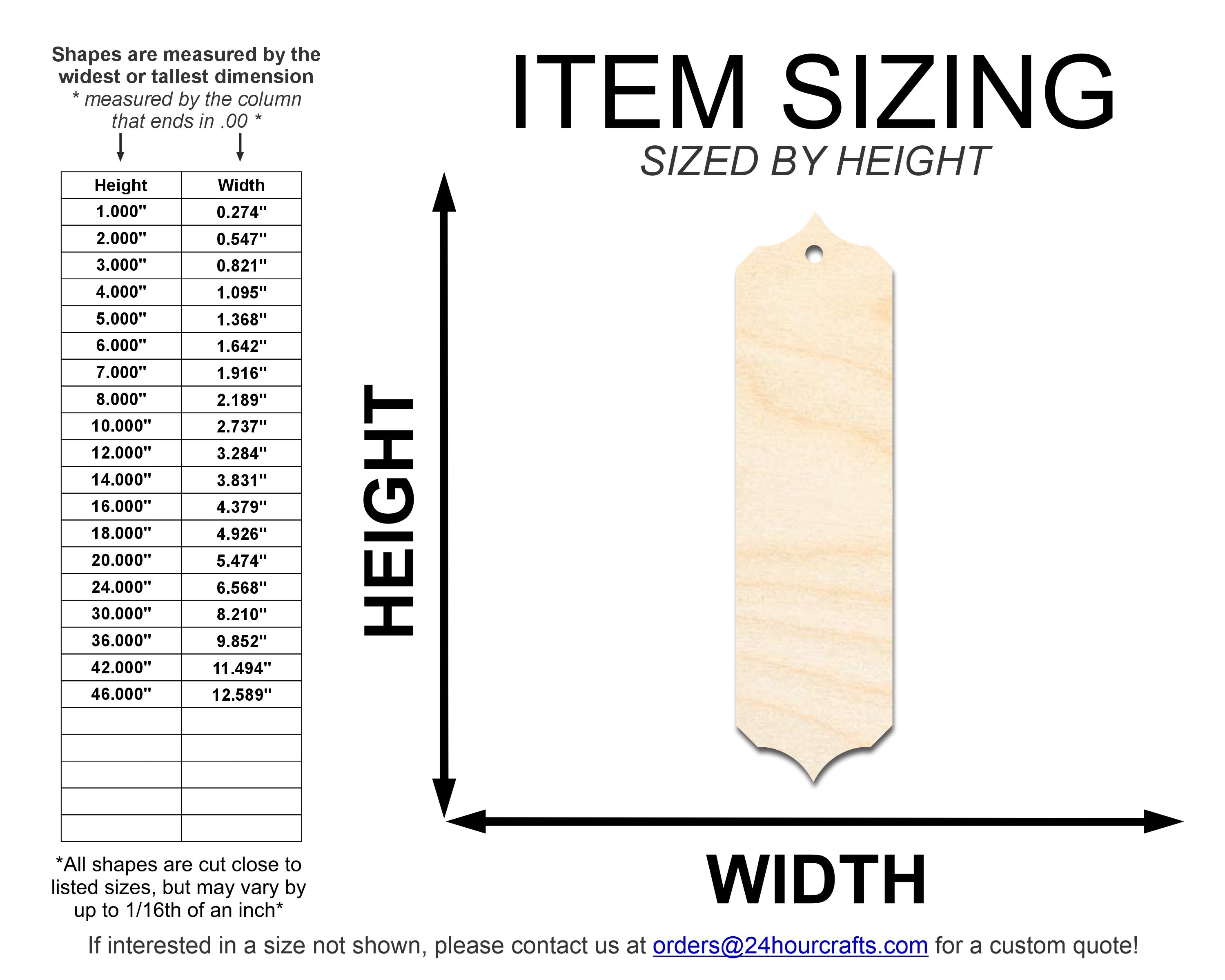 Unfinished Wood Sharp Pointp Bookmark Shape | DIY Craft Cutout | up to 12" DIY