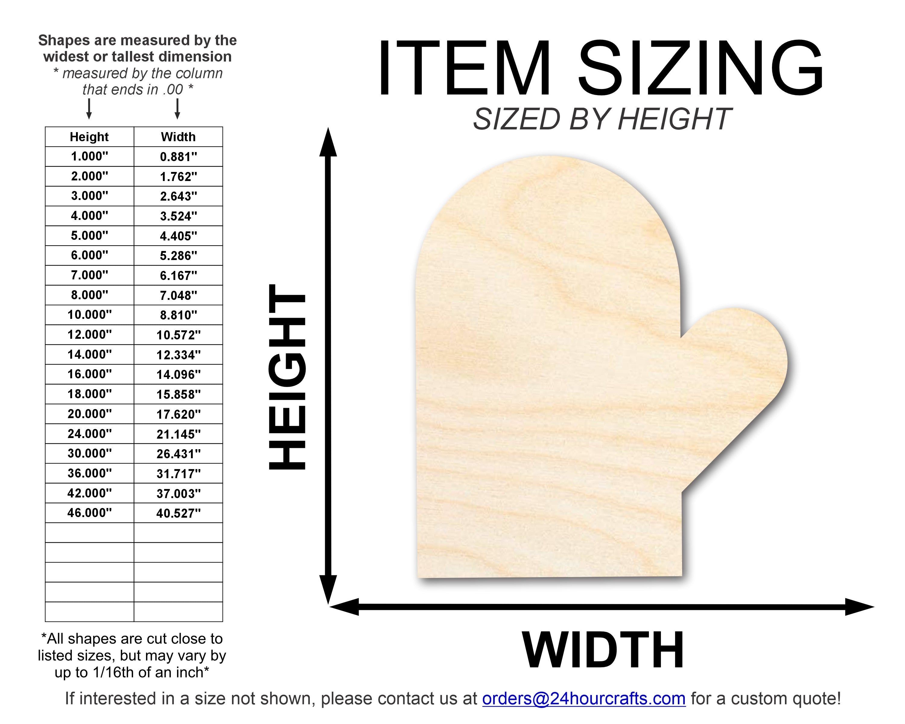 Unfinished Wood Left Oven Mit Shape | DIY Craft Cutout | up to 46" DIY