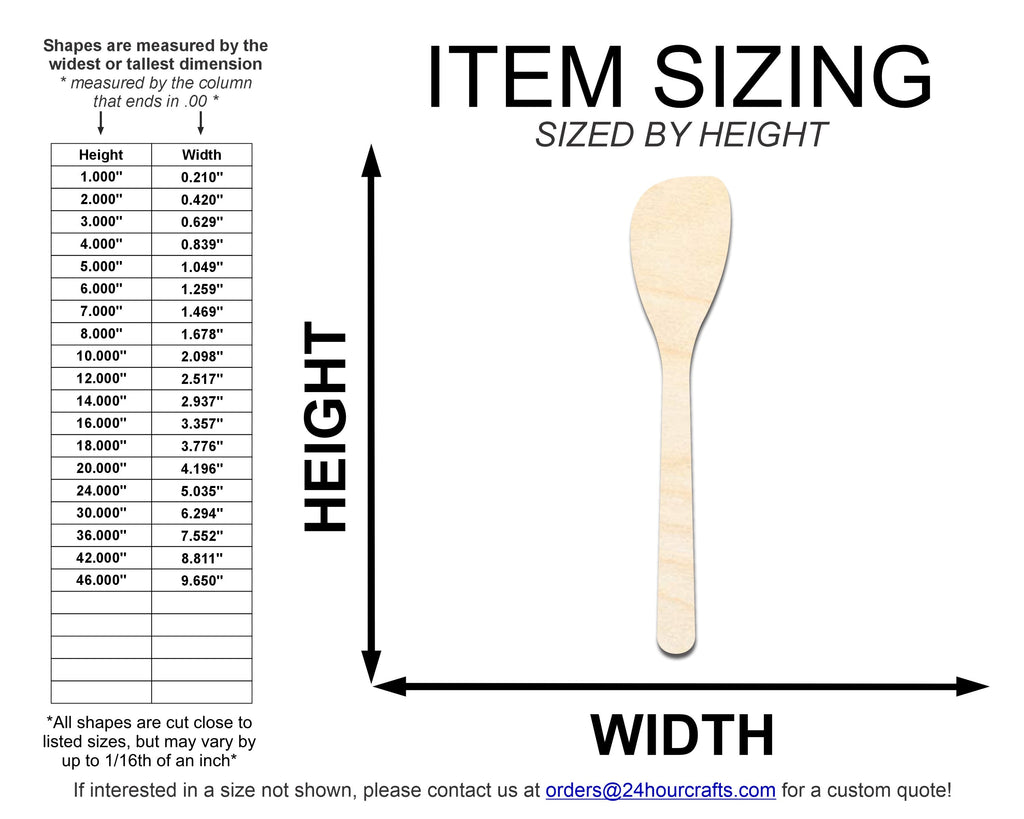 Unfinished Wood Spatula Shape | DIY Craft Cutout | up to 46" DIY