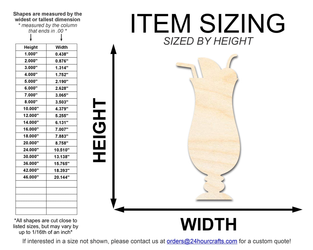Unfinished Wood Daquari Shape | DIY Craft Cutout | up to 46" DIY