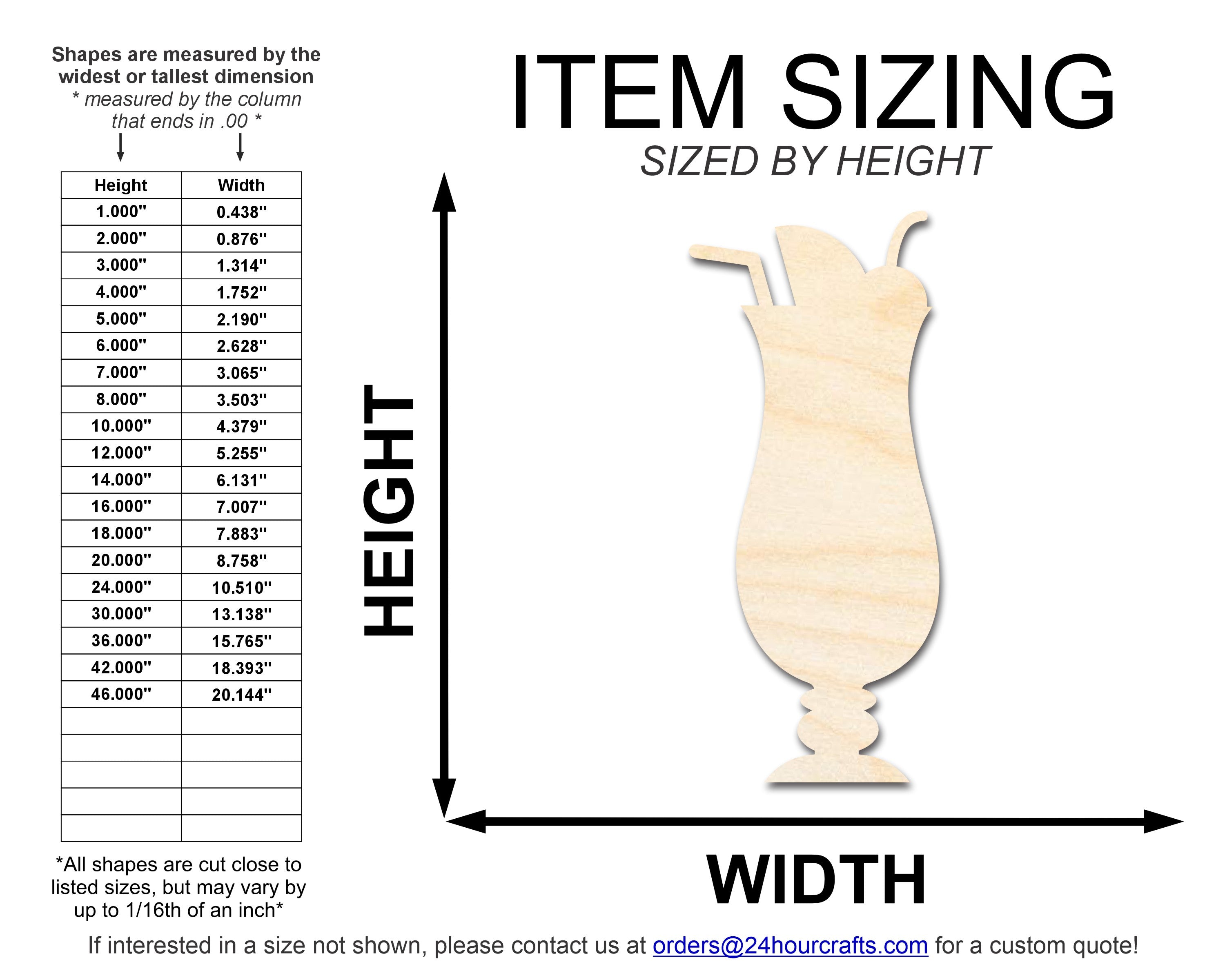 Unfinished Wood Daquari Shape | DIY Craft Cutout | up to 46" DIY