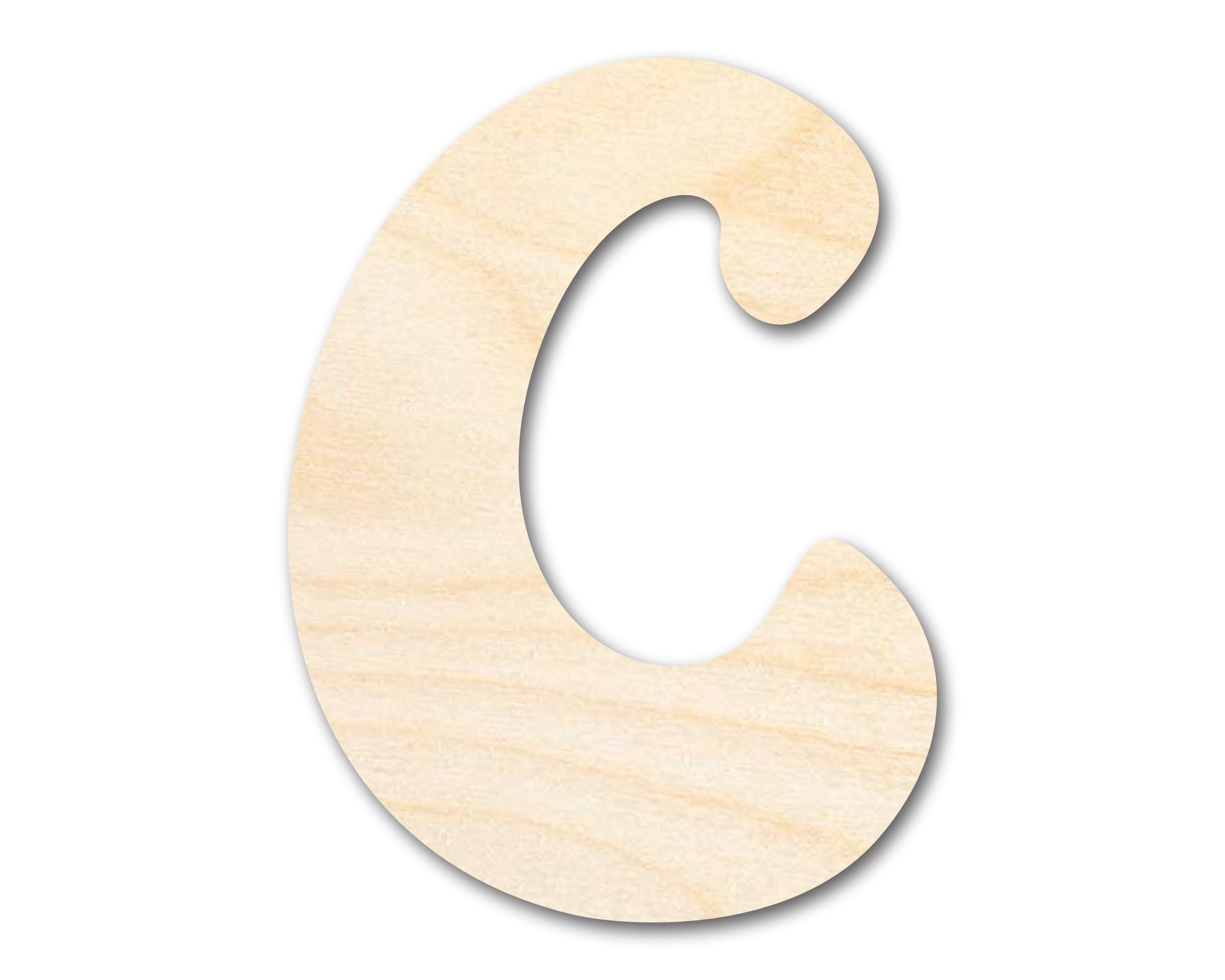 Unfinished Wood Groovy C Font Shape | DIY Craft Cutout | up to 46" DIY