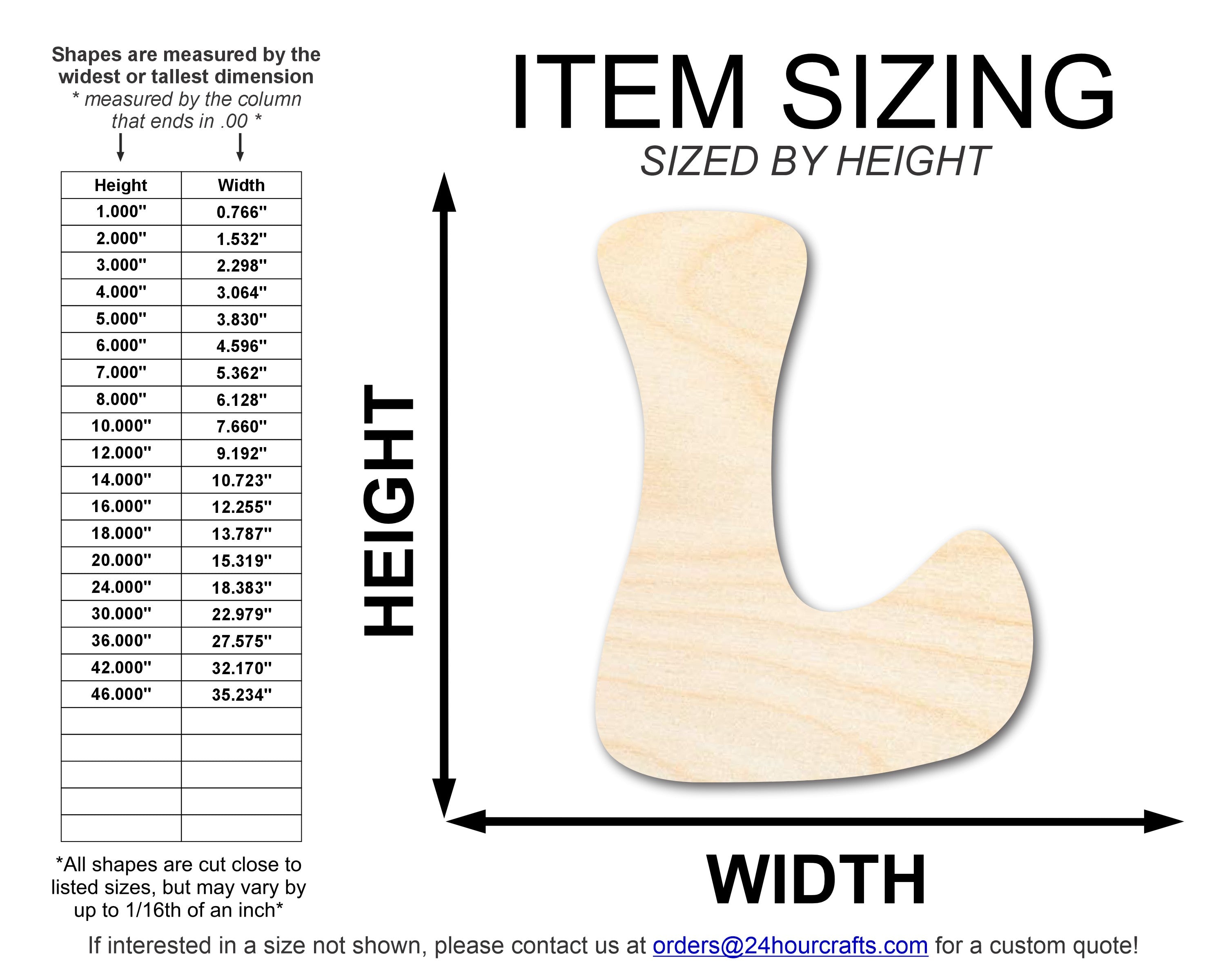 Unfinished Wood Groovy L Font Shape | DIY Craft Cutout | up to 46" DIY