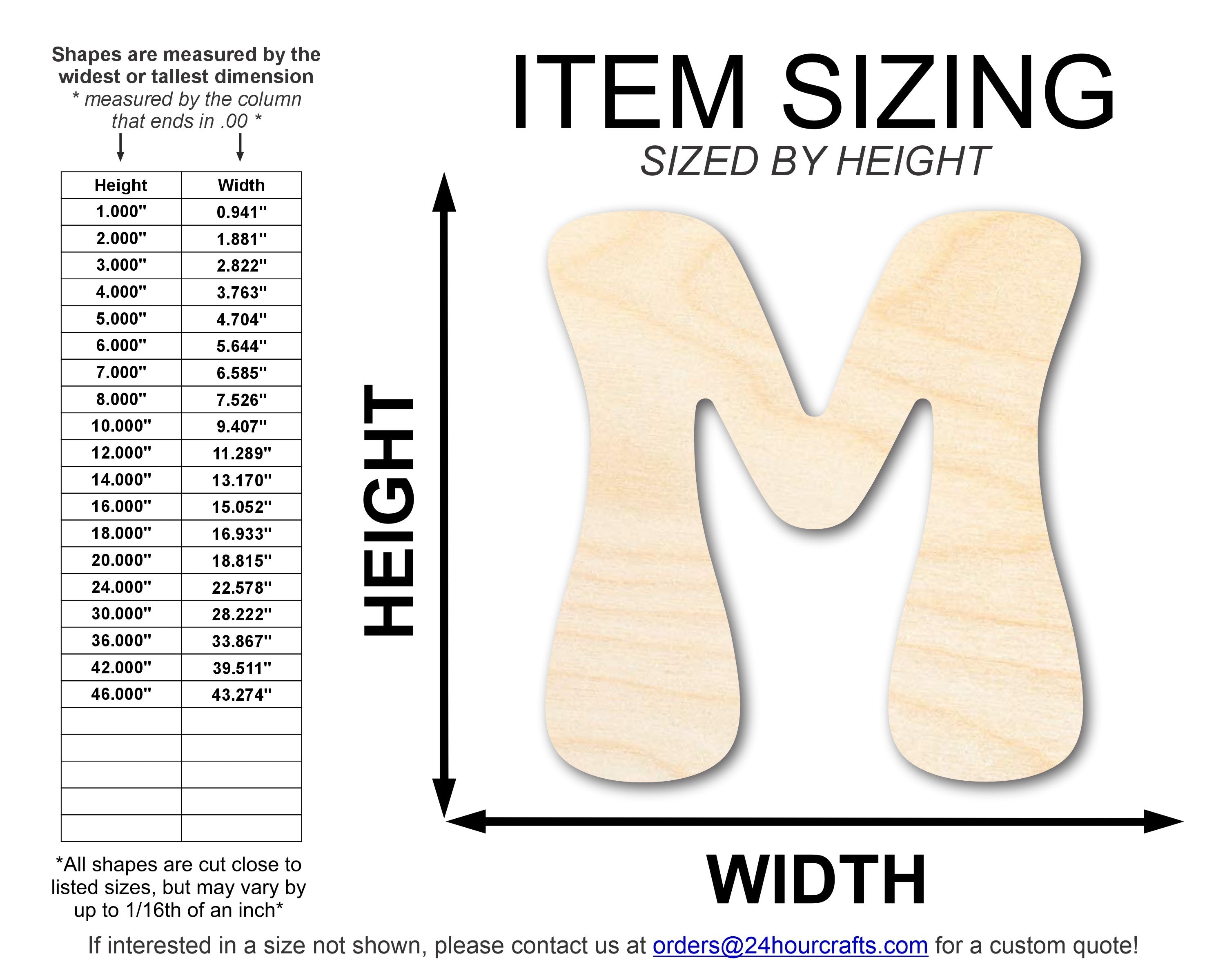 Unfinished Wood Groovy M Font Shape | DIY Craft Cutout | up to 46" DIY