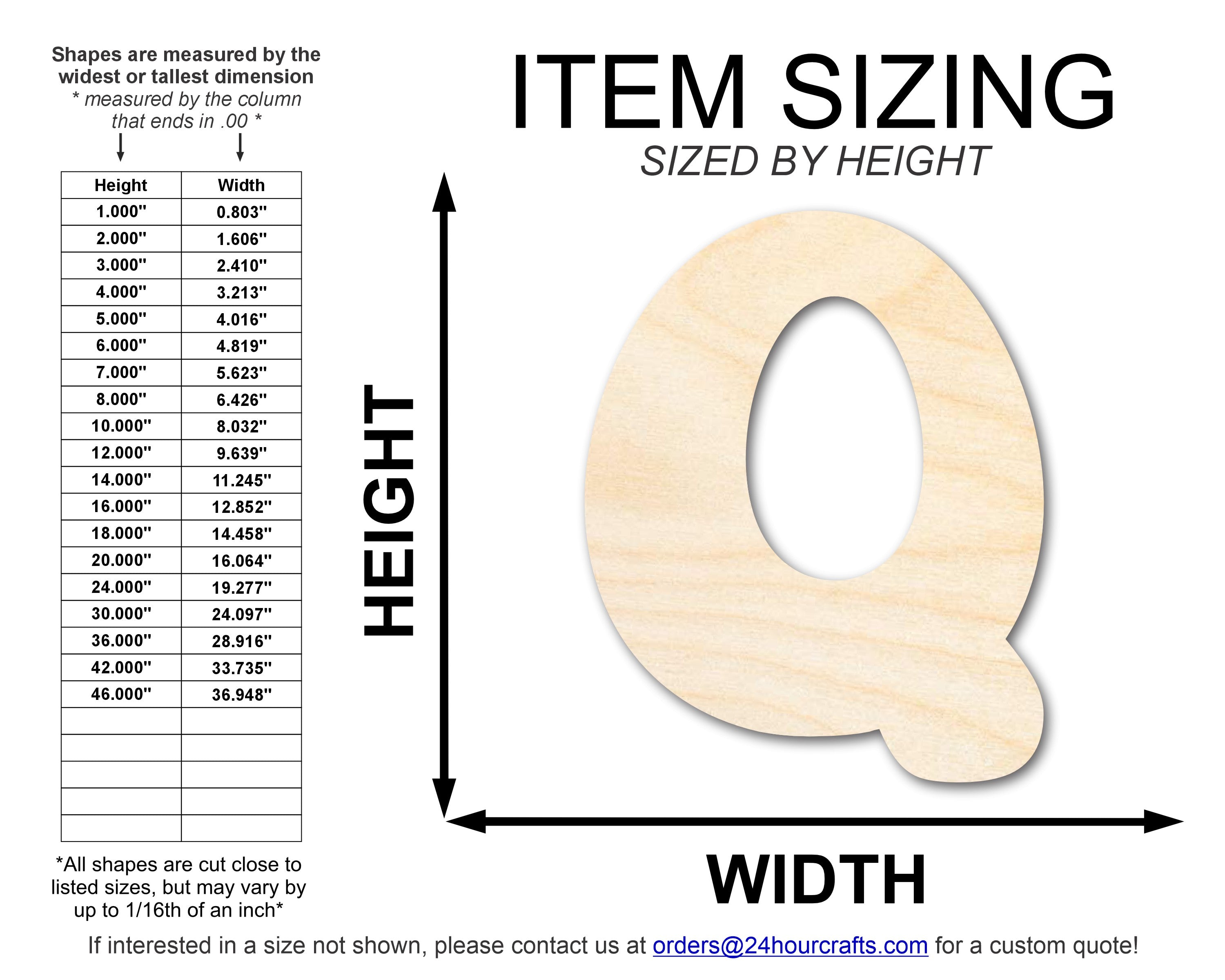 Unfinished Wood Groovy Q Font Shape | DIY Craft Cutout | up to 46" DIY