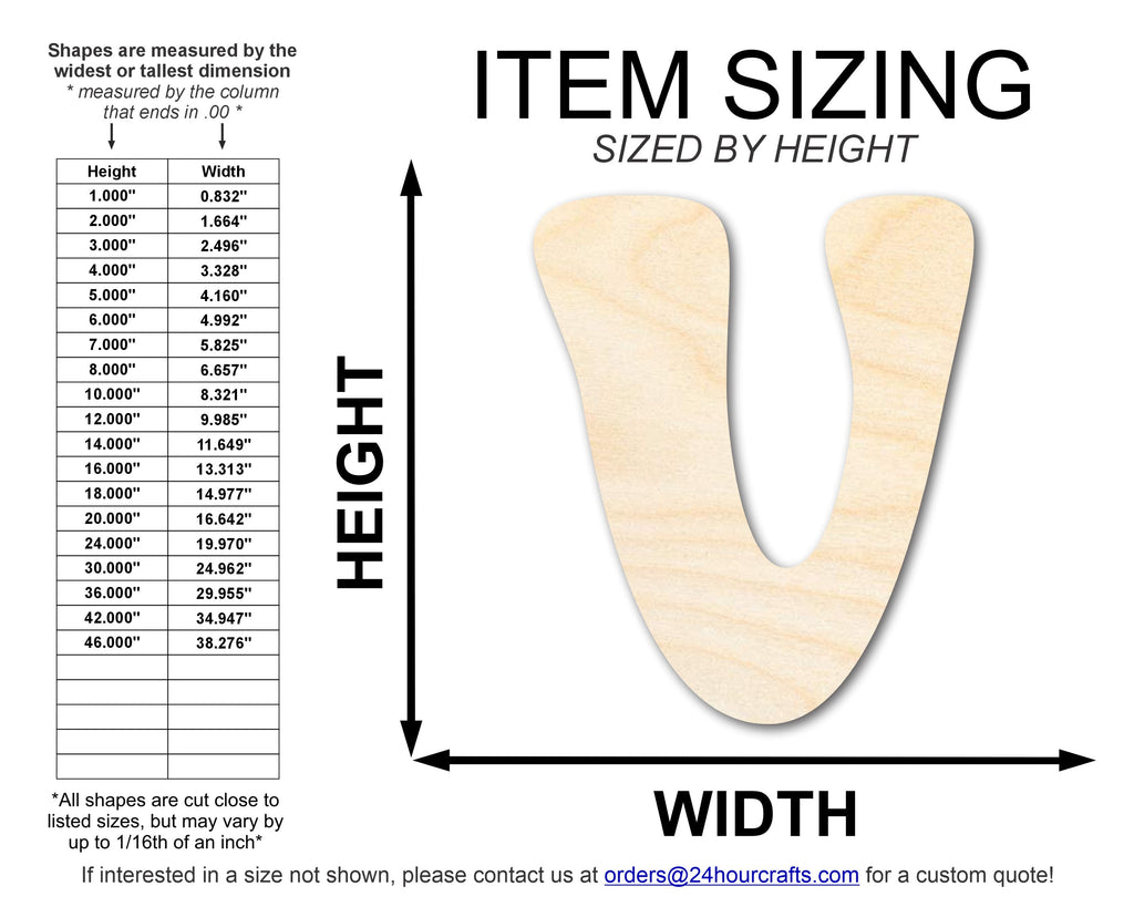 Unfinished Wood Groovy V Font Shape | DIY Craft Cutout | up to 46" DIY