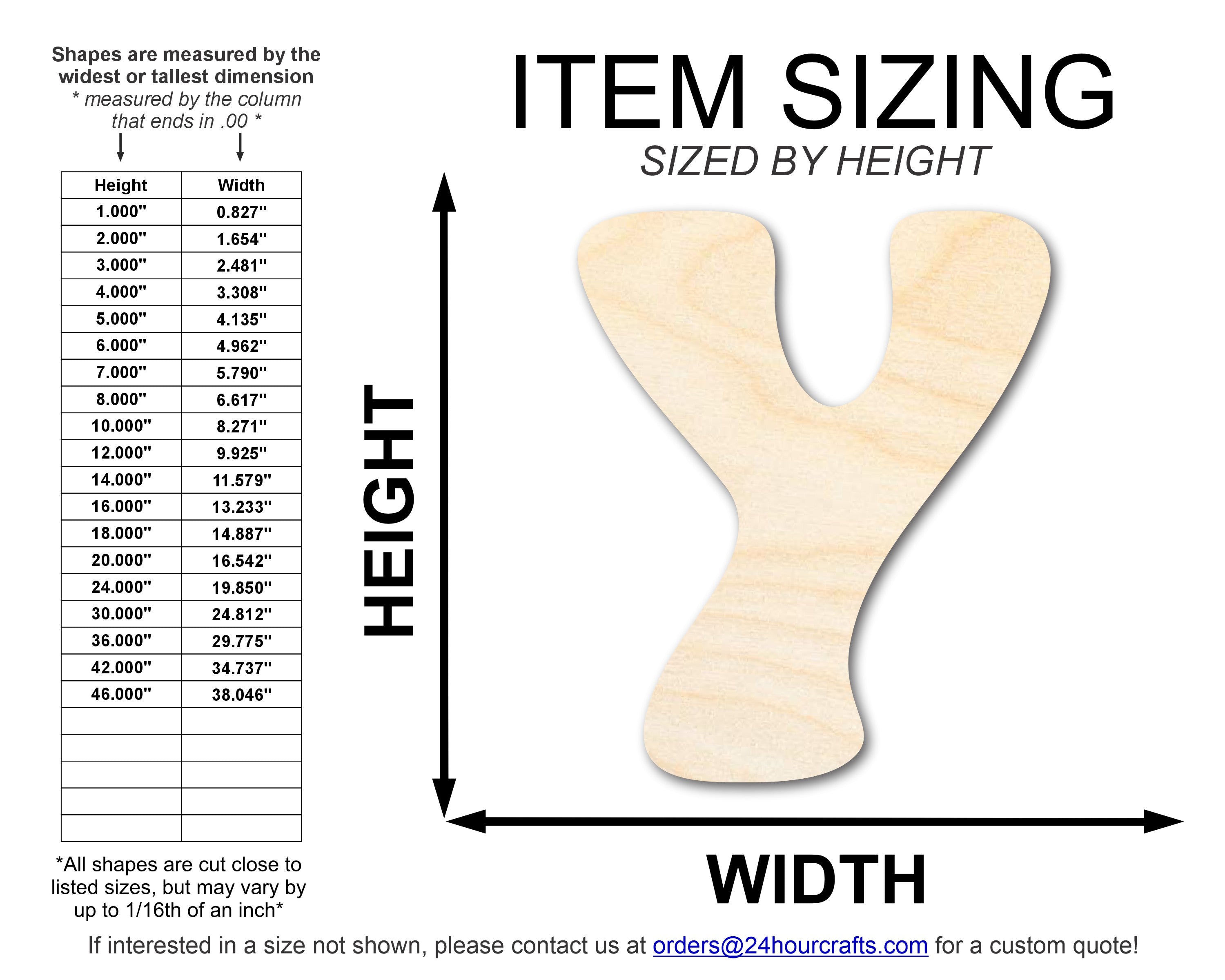 Unfinished Wood Groovy Y Font Shape | DIY Craft Cutout | up to 46" DIY