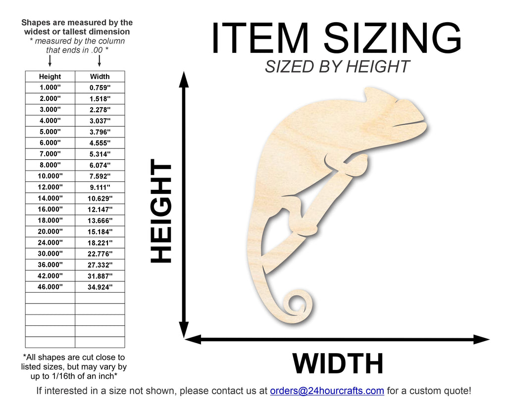 Unfinished Wood Chameleon on Branch Shape | DIY Craft Cutout | up to 46" DIY