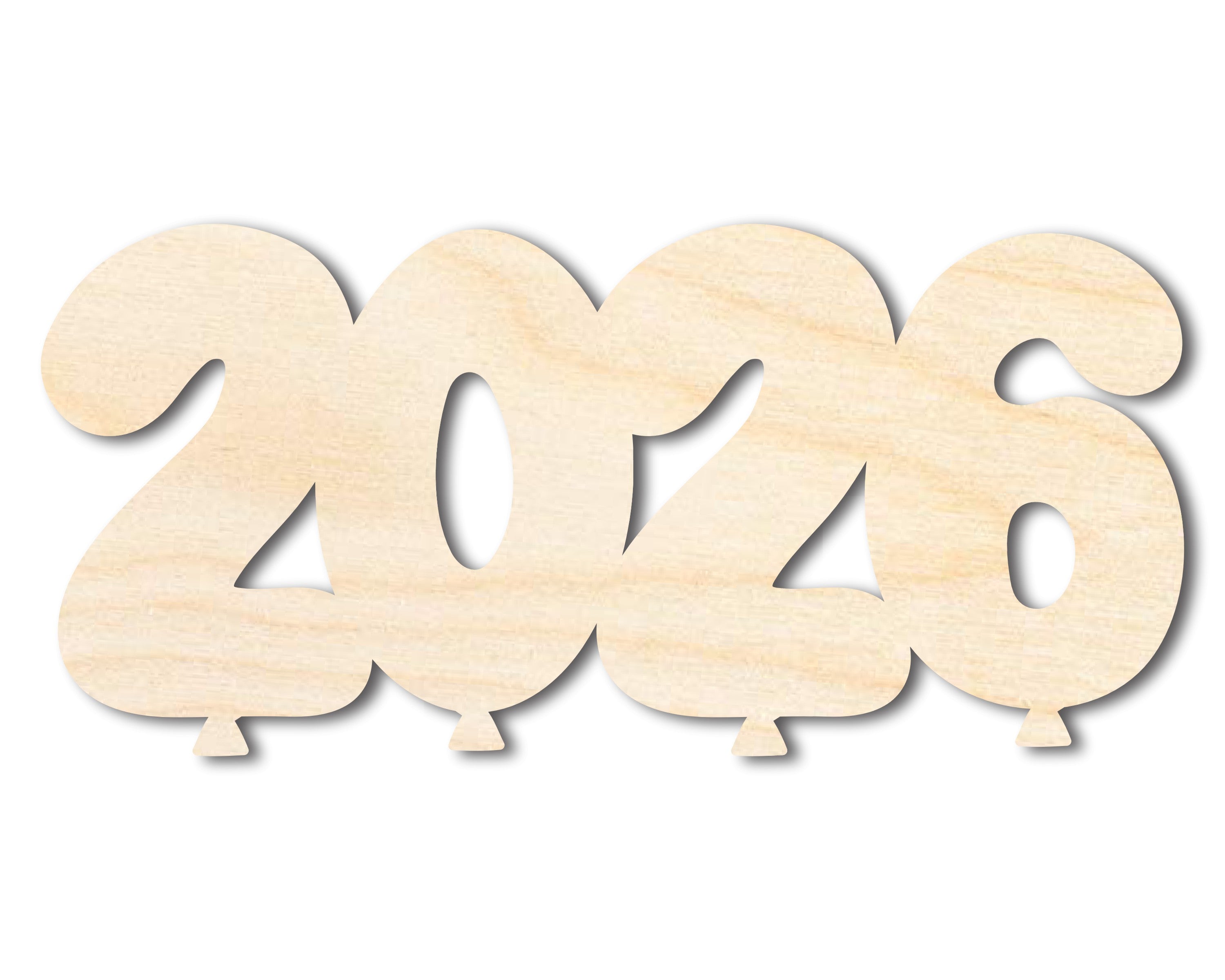 Unfinished Wood 2026 Balloons Shape | DIY Craft Cutout | up to 46" DIY