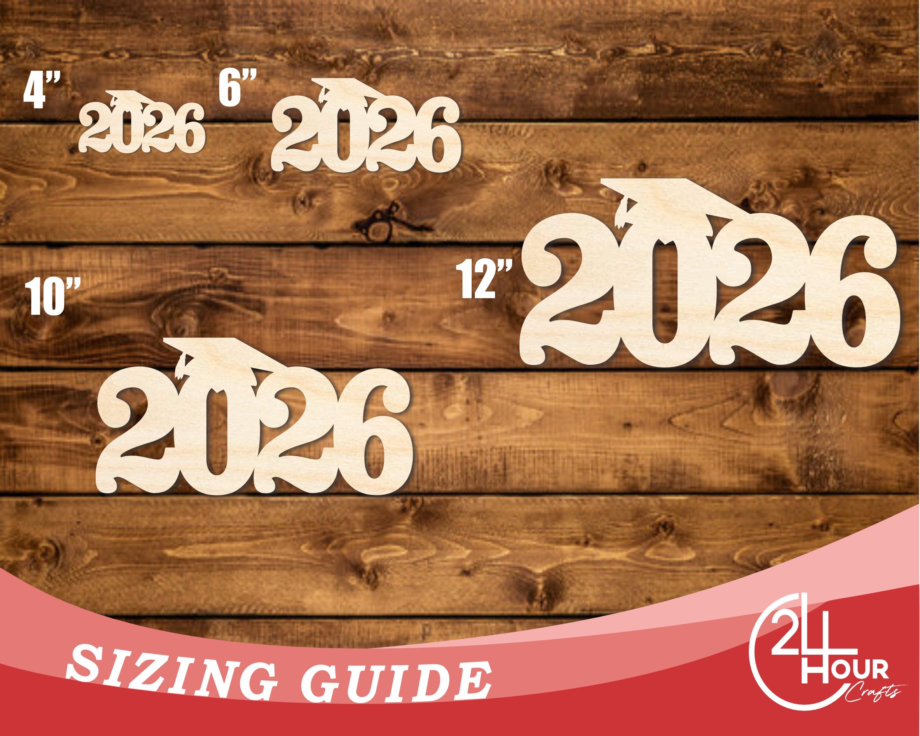 Unfinished Wood 2026 Grad Cap Shape | DIY Craft Cutout | up to 46" DIY