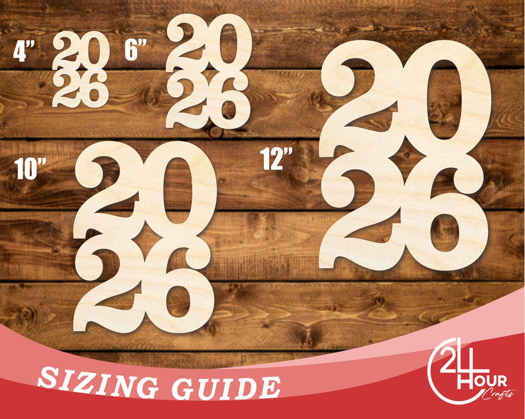 Unfinished Wood Year 2026 Shape | DIY Craft Cutout | up to 46" DIY