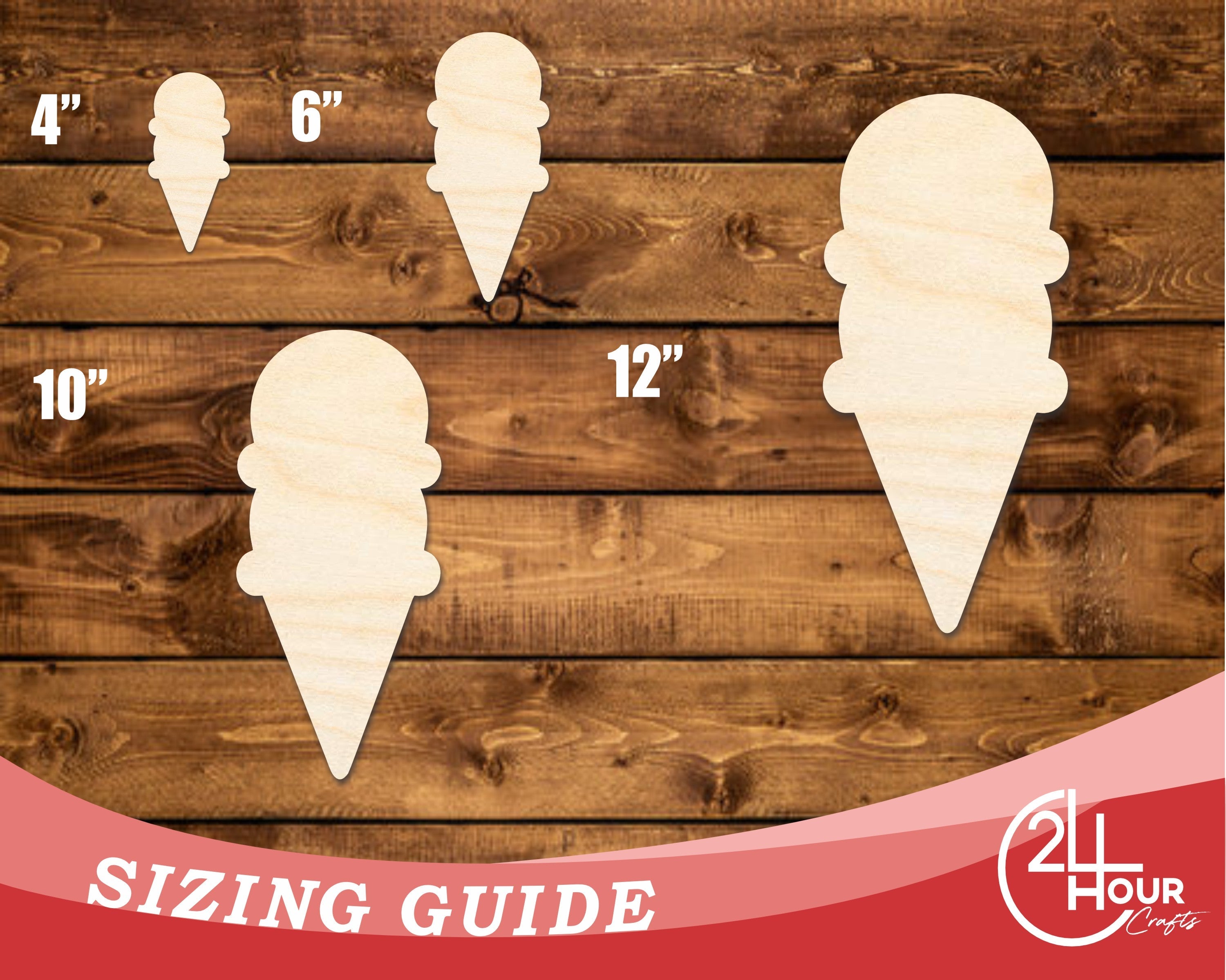 Unfinished Wood Double Scoop Ice Cream Shape | DIY Craft Cutout | up to 46" DIY