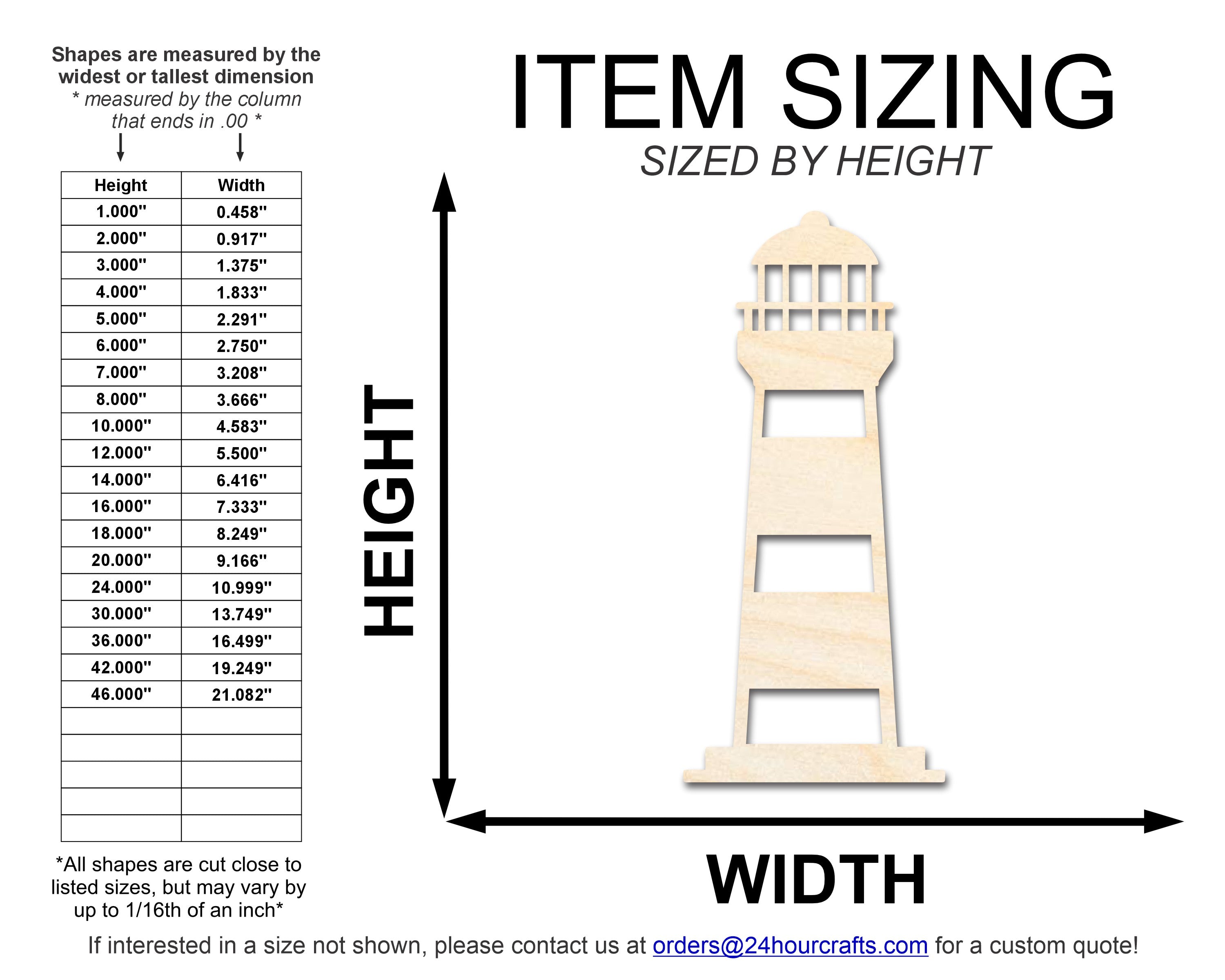 Unfinished Wood Lighthouse Shape | DIY Craft Cutout | up to 46" DIY