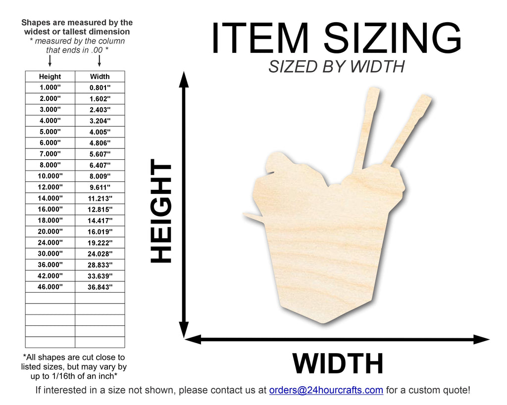 Unfinished Wood Chinese Takeout Shape | DIY Craft Cutout | up to 46" DIY
