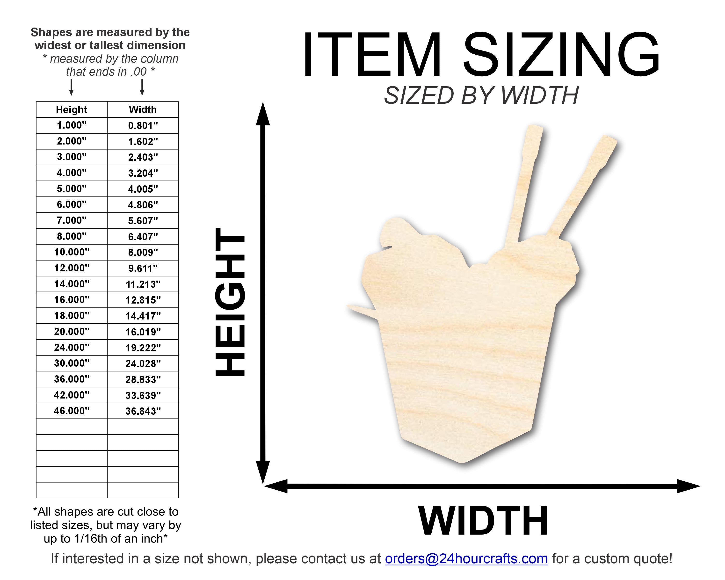 Unfinished Wood Chinese Takeout Shape | DIY Craft Cutout | up to 46" DIY