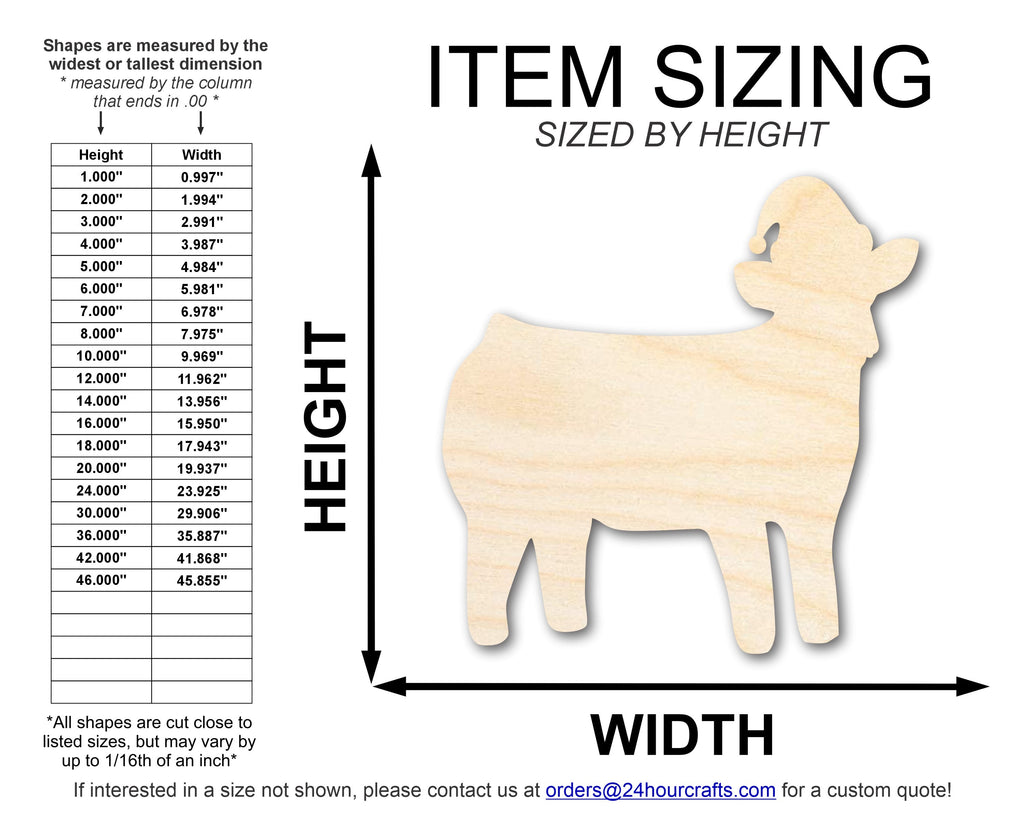 Unfinished Wood Cow With Santa Hat Shape | DIY Craft Cutout | up to 46" DIY