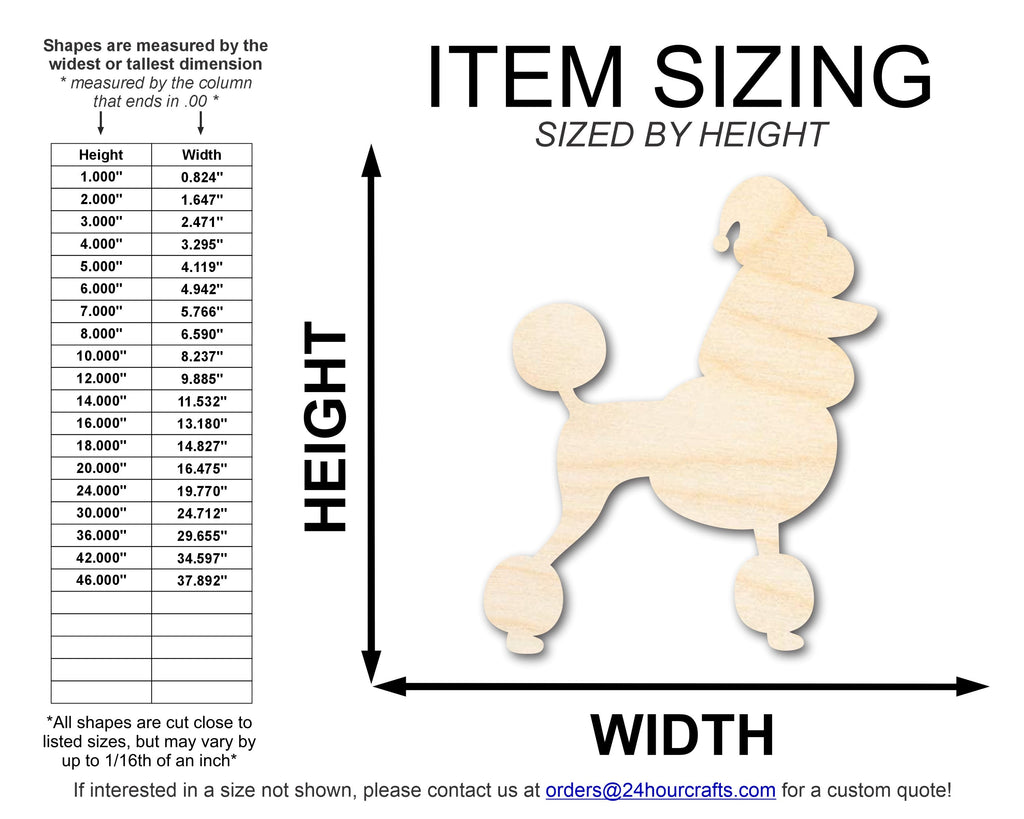 Unfinished Wood Poodle With Santa Hat Shape | DIY Craft Cutout | up to 46" DIY