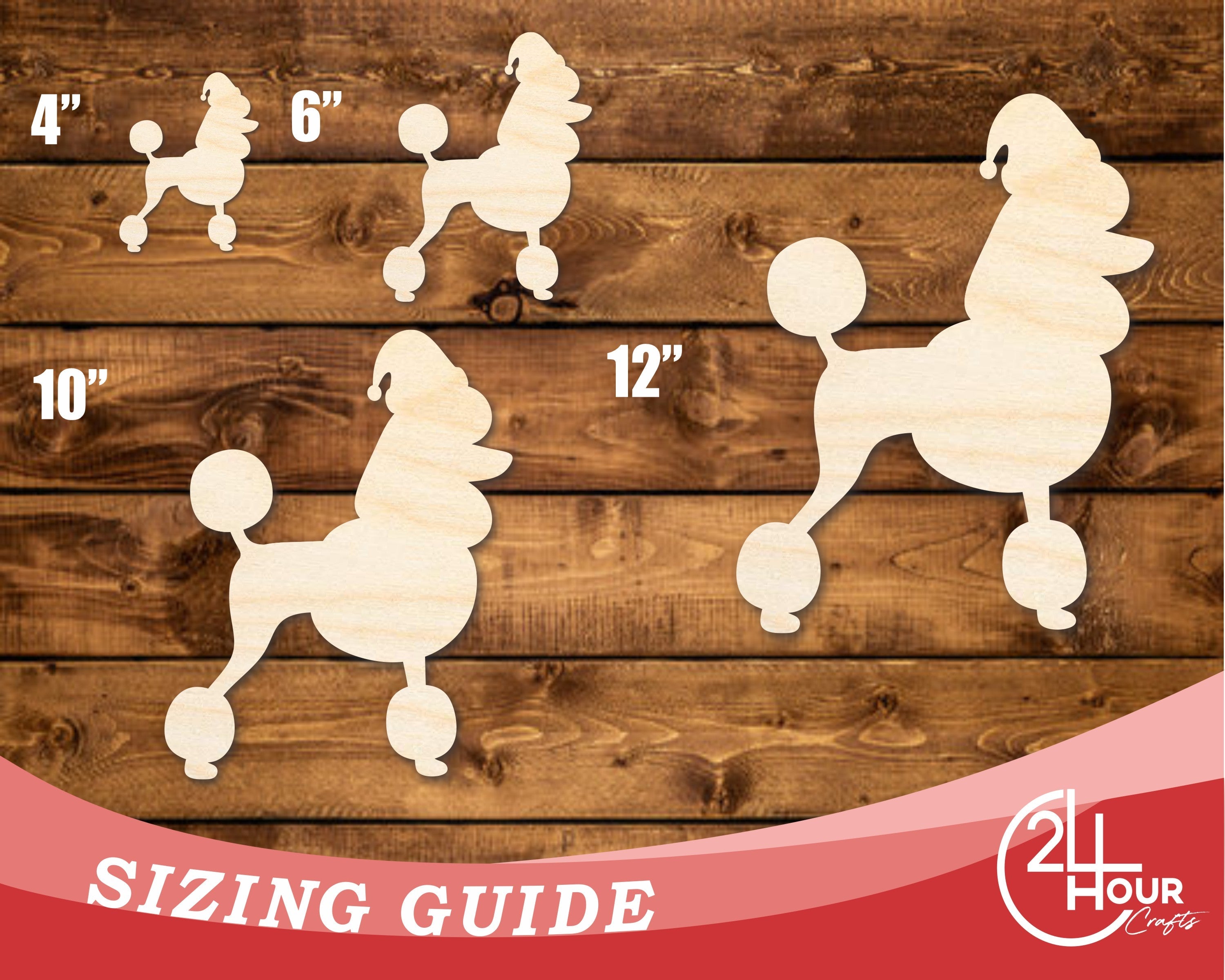 Unfinished Wood Poodle With Santa Hat Shape | DIY Craft Cutout | up to 46" DIY