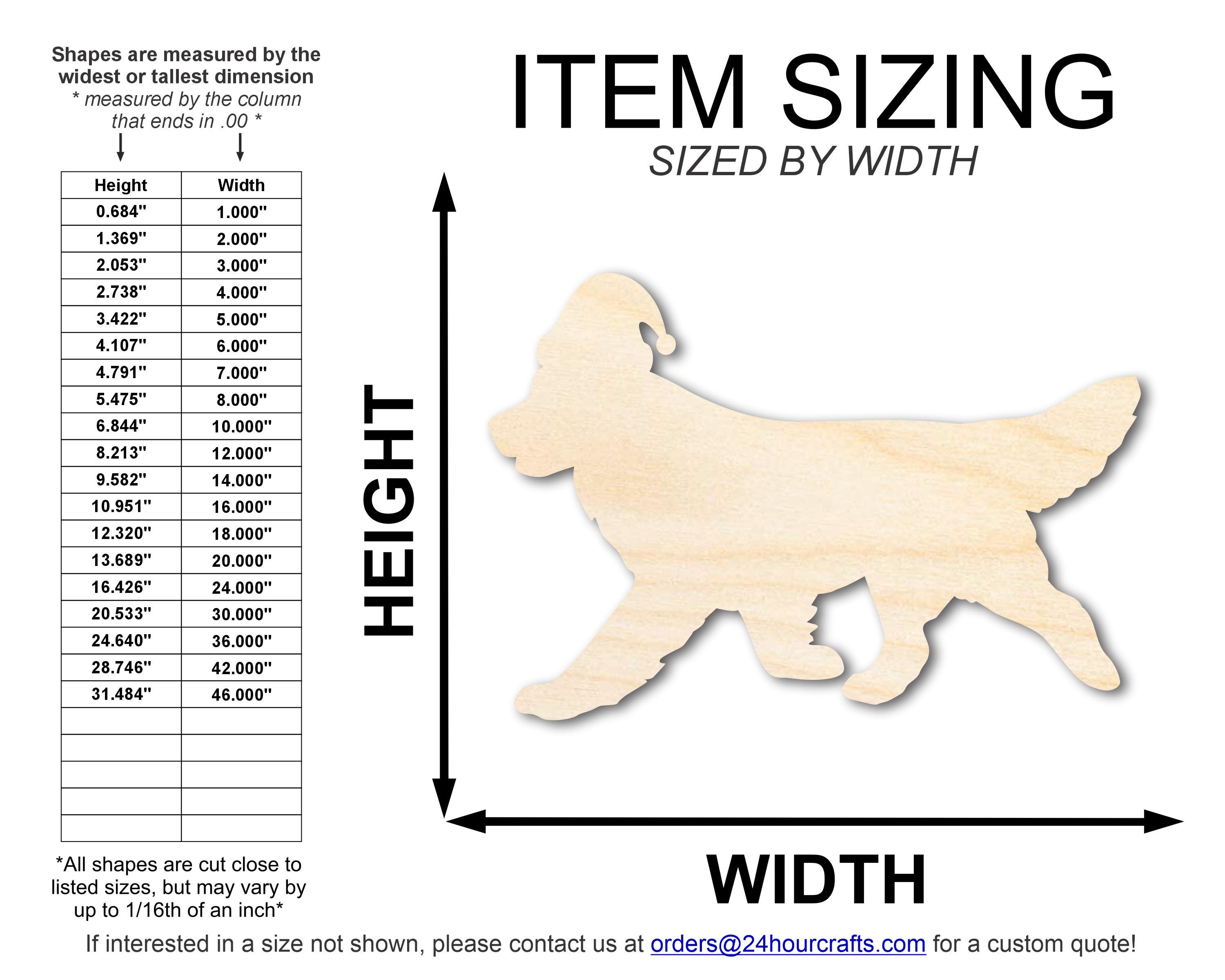 Unfinished Wood Golden Retriever With Santa Hat Shape | DIY Craft Cutout | up to 46" DIY