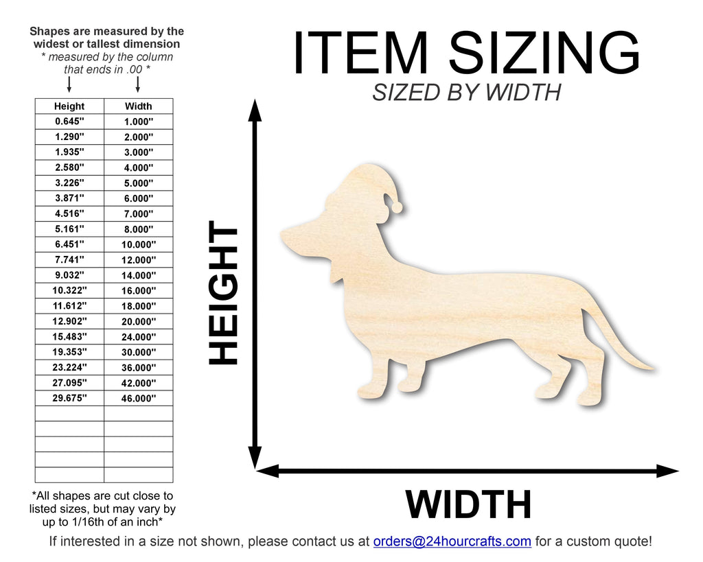 Unfinished Wood Dachshund With Santa Hat Shape | DIY Craft Cutout | up to 46" DIY