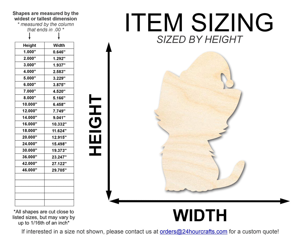 Unfinished Wood Cute Cat With Santa Hat Shape | DIY Craft Cutout | up to 46" DIY