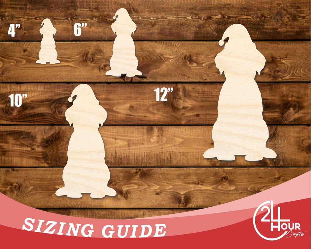 Unfinished Wood Puppy With Santa Hat Shape | DIY Craft Cutout | up to 46" DIY