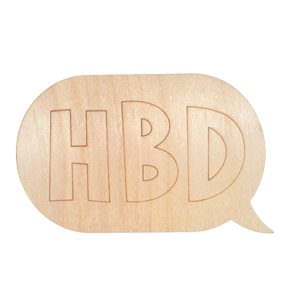 Unfinished Wood Etched HBD Speech Bubble Shape | Paint By Line Crafts | up to 30" DIY