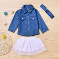 Denim jacket three-piece suit