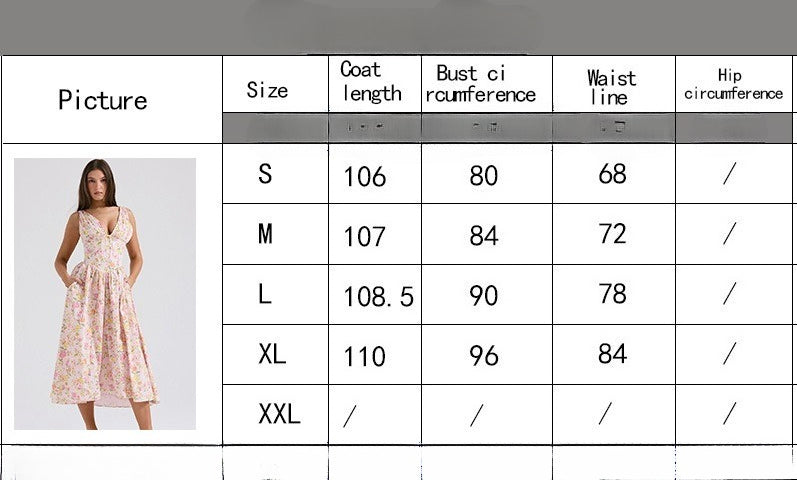 Women's Fashion Sexy V-Neck Halter Suspender Printed Dress