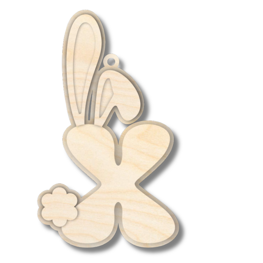 Unfinished Wood Layered Letter Bunny Tags| A-Z | 4 Piece | 6" Tall | 1/8" Wood | Wood Craft DIY