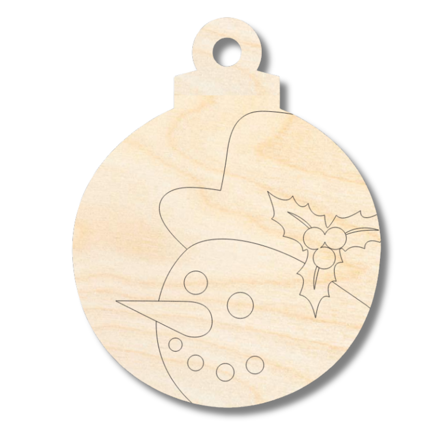 Unfinished Wood Etched Snowman Ornament Shape | Paint By Line Crafts | up to 30" DIY