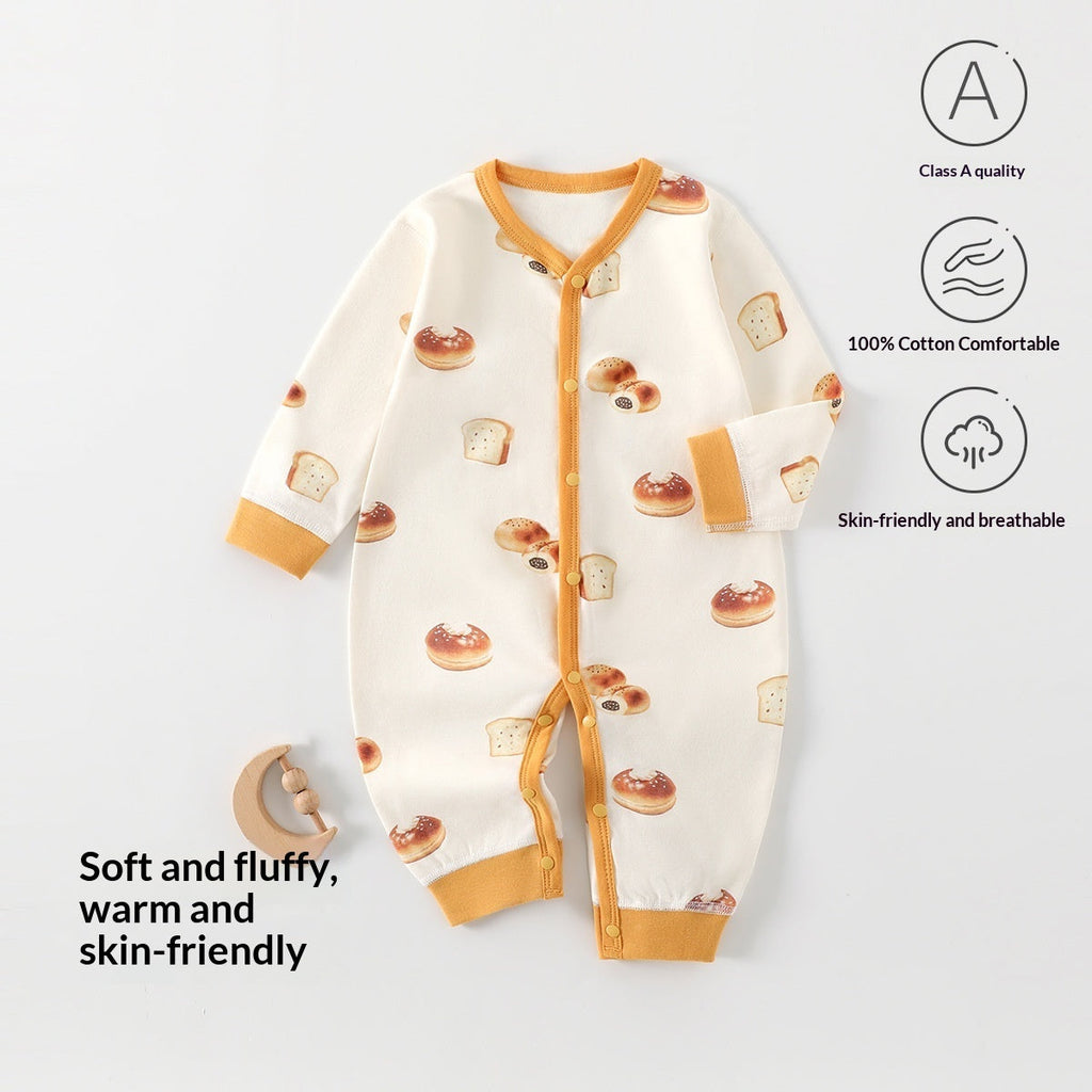 Baby Romper Spring Autumn Pure Cotton Class A Seamless Bodysuit Crawling Suit Anyang Clothing