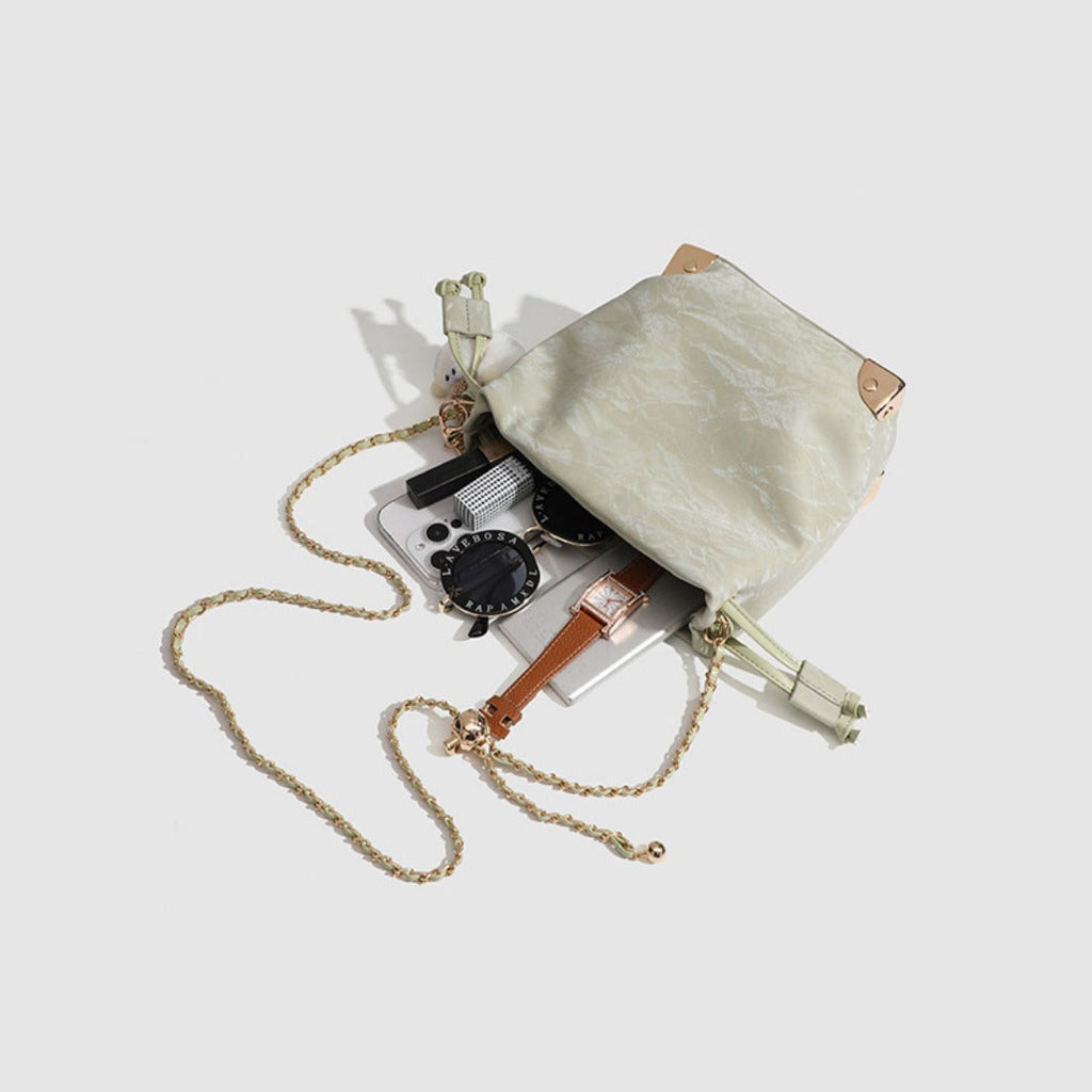drawstring Chic Mini Bucket Bag - Stylish Women's Designer Shoulder & Crossbody Chain Bag
